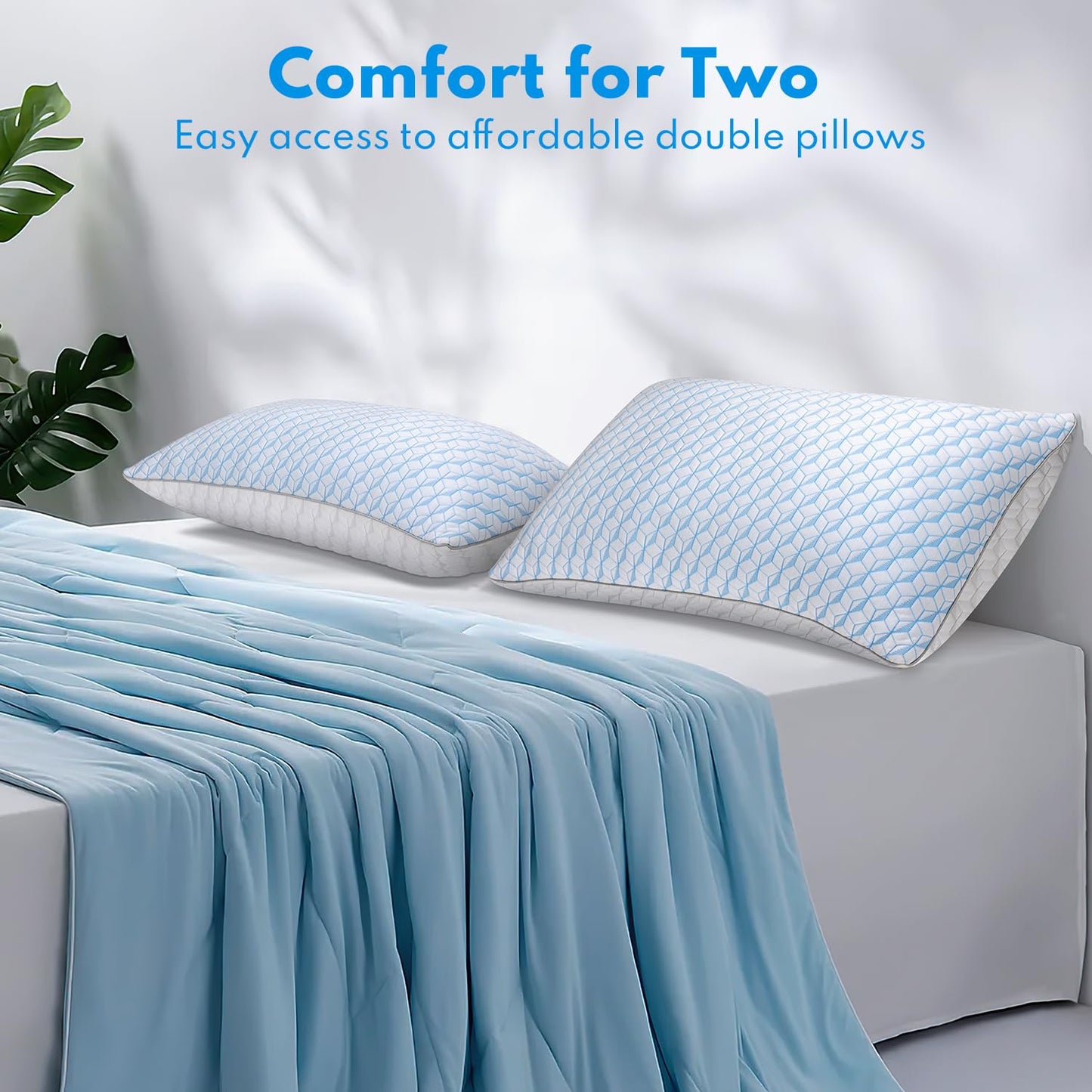 HEYCUZI Cooling Pillows Queen Size 2 Pack for Sleeping - Hotel Bed Pillow Premium Down Alternative for Side, Back, and Stomach Sleepers, Fluffy Soft Microfiber Fill Breathable Skin-Friendly
