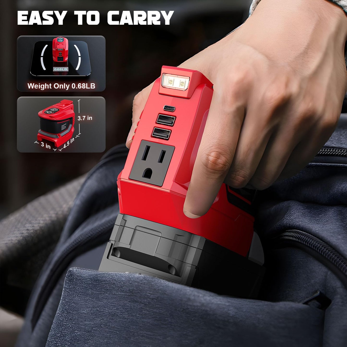 LIVOWALNY 2 Packs Power Inverter Compatible with Milwaukee 18V Battery, 200W Inverter 18V to 110V-120V, Portable Adapter Charger Adapter Power Supply(No Battery)