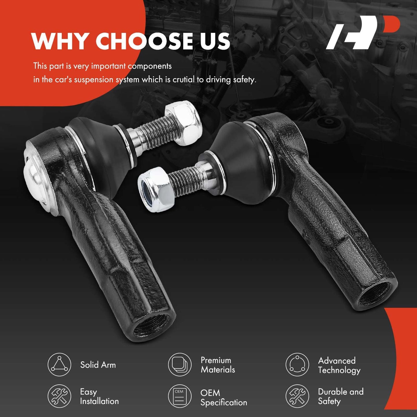 A-Premium 2Pcs Front Outer Tie Rod End Kit Compatible with Volkswagen Jetta, Passat, Golf, Golf Alltrack, Golf R, Golf SportWagen, Tiguan, Tiguan Limited, Beetle, CC, EOS & A3, A3 Quattro