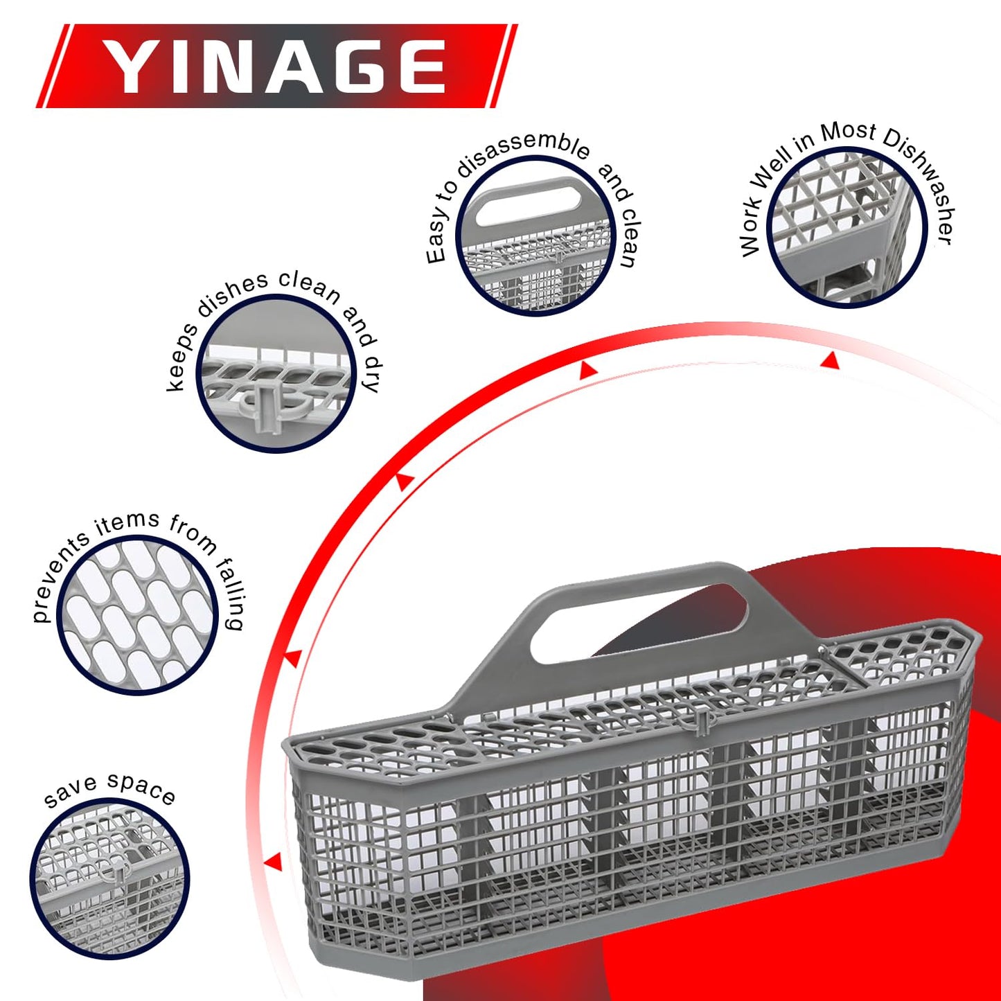 WD28X10128 Dishwasher Silverware Basket (19.7"x3.8"x8.4") Compatible with GE Dishwasher-Replace AP3772889, WD28X10127, 1088673, AH959351, EA959351, PS959351-1pcs