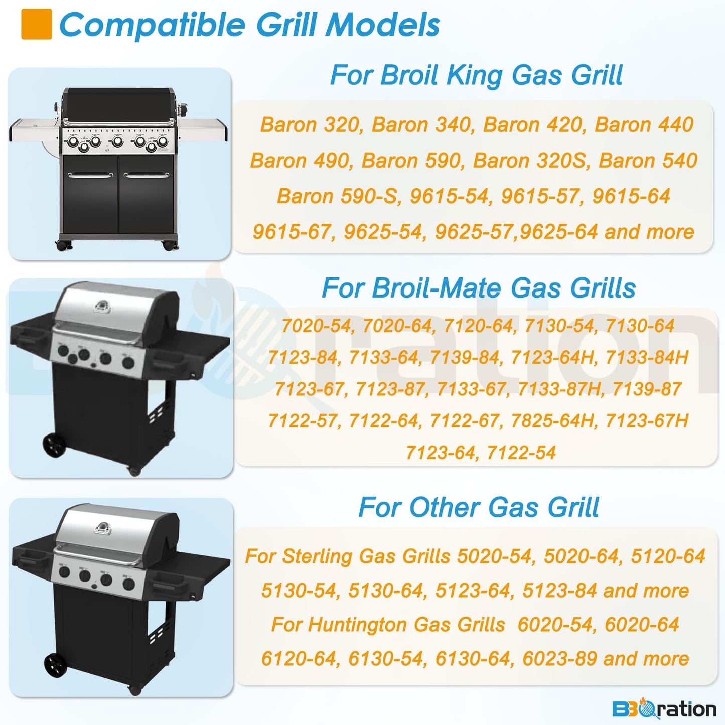 BBQration 4-Pack 15 7/8" Grill Heat Shield Plates Replacement Parts for Broil Mate, Broil King Baron, Huntington Barbecue Gas Grills, BBQ Heat Shield for Broil King BBQ Parts