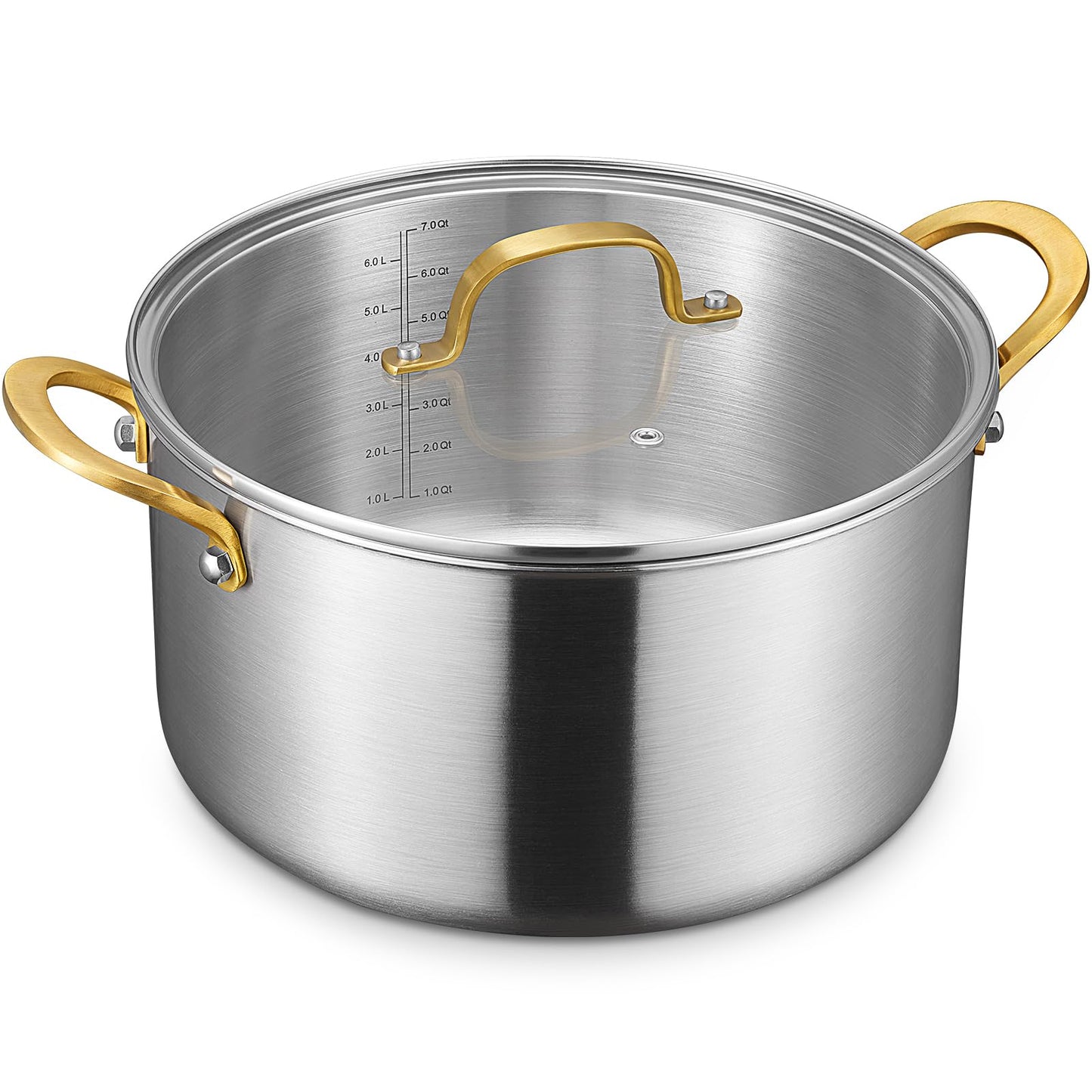 BEZIA 8 Quart 3-Ply Stainless Steel Stockpot, Soup Pot with Lid in Fully Clad Tri-Ply Stainless Steel, Even Heat Distribution, Cooking Pot with Handles, All Cooktops Compatible, Perfect for Stew