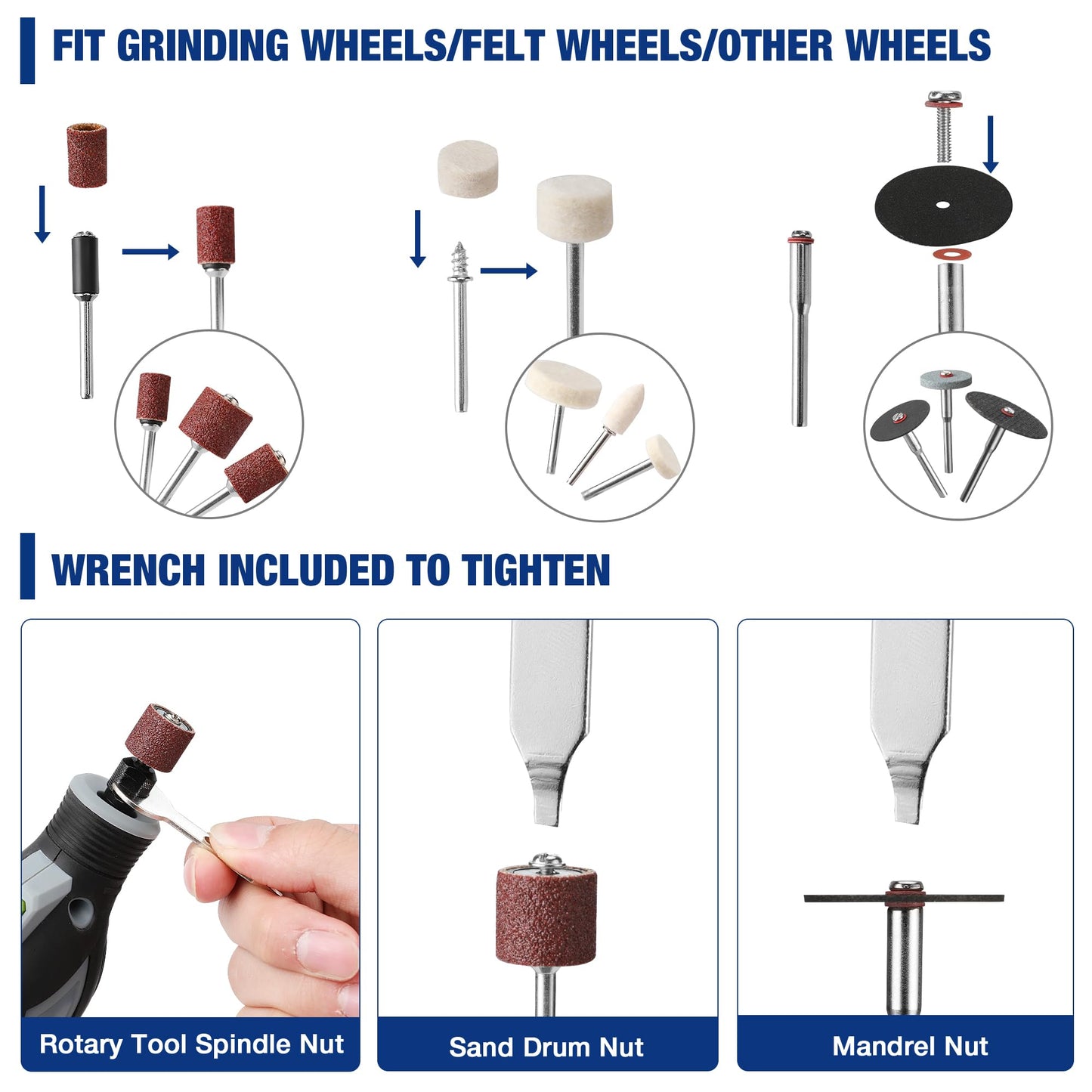 WORKPRO 476PCS Rotary Tool Accessories Kit, Rotary Tool Bits for Easy Cutting, Sanding, Grinding, Carving, Polishing, Drilling and Engraving, Fits Milwaukee & Dremel & Cordless Rotary Tool, Etc.
