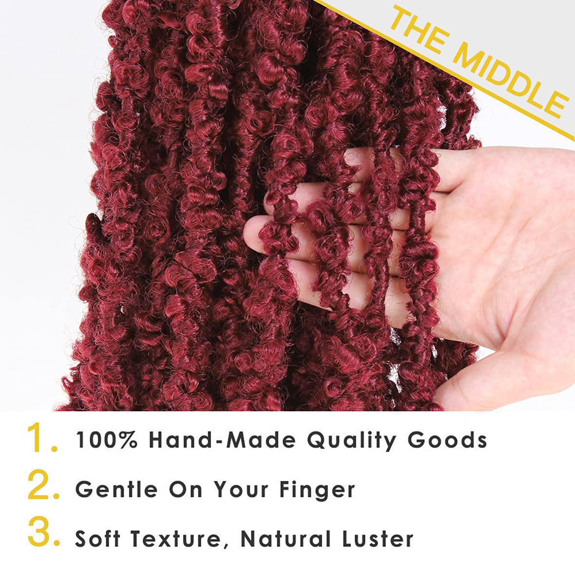ZRQ 24 Inch Pre-twisted Butterfly Locs Crochet Hair 6 Packs Goddess Long Distressed Faux Locs Crochet Braids Hair Burgundy Pre-looped Messy Bohemian Butterfly Braids Hair BUG#