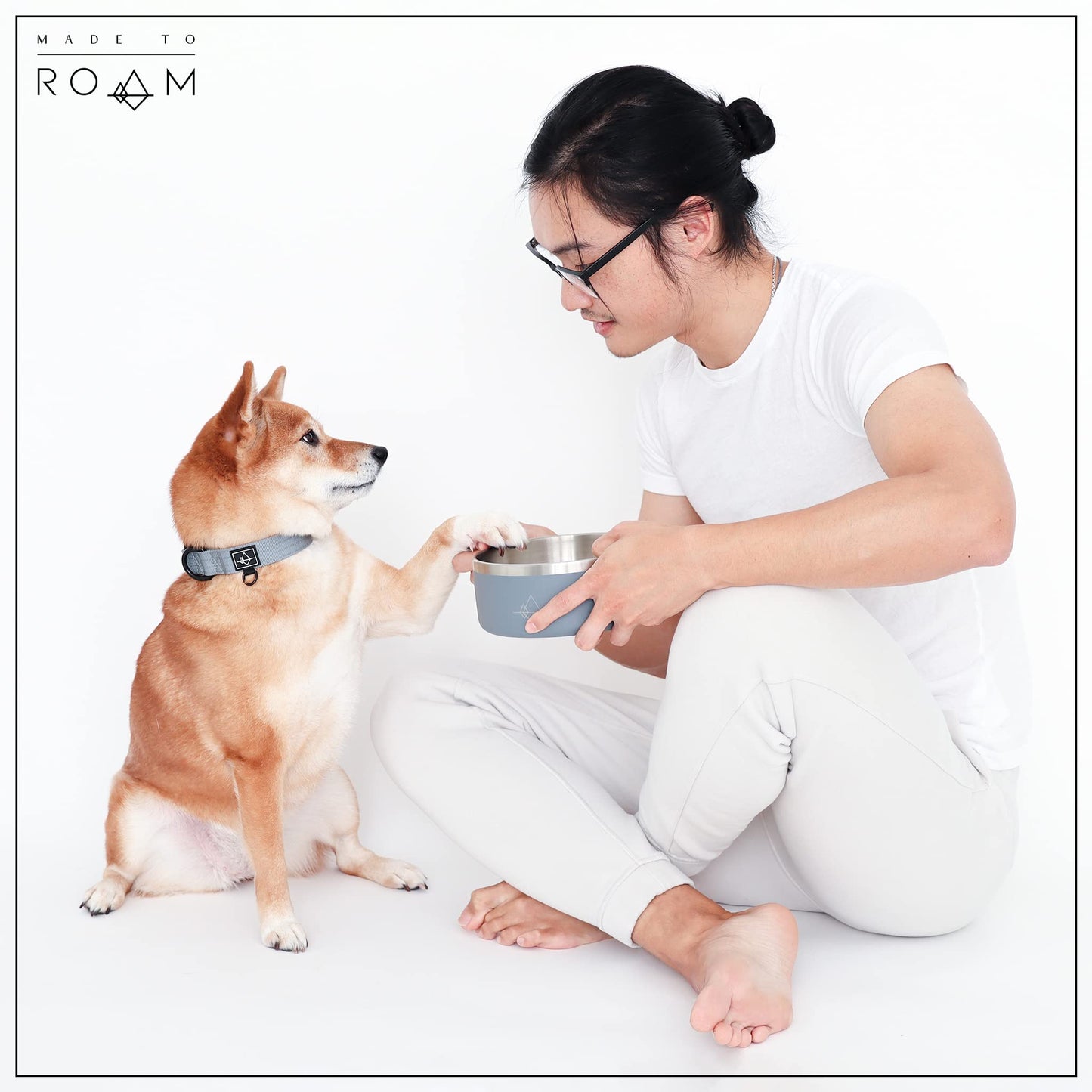 MADE TO ROAM Premium Everest Bowl - Stainless Steel Double-Walled Vacuum-Insulated Dog Bowl with Non-Slip Grip (New York Afterlight, 64oz)