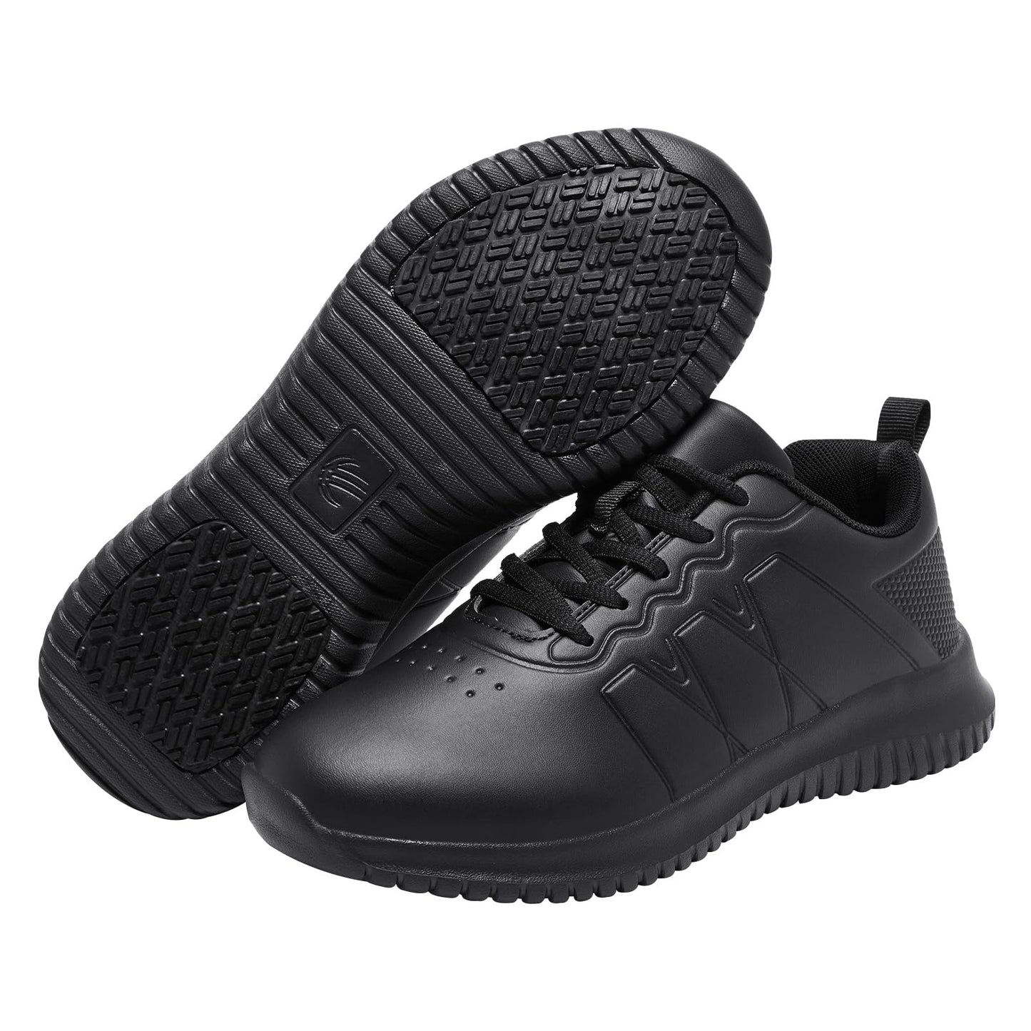 ENLEN&BENNA Non Slip Work Shoes for Men Waterproof Slip Resistant Food Service Restaurant Kitchen Chef Shoes Lightweight Comfort Walking Sneaker Casual Shoe Black Size 9