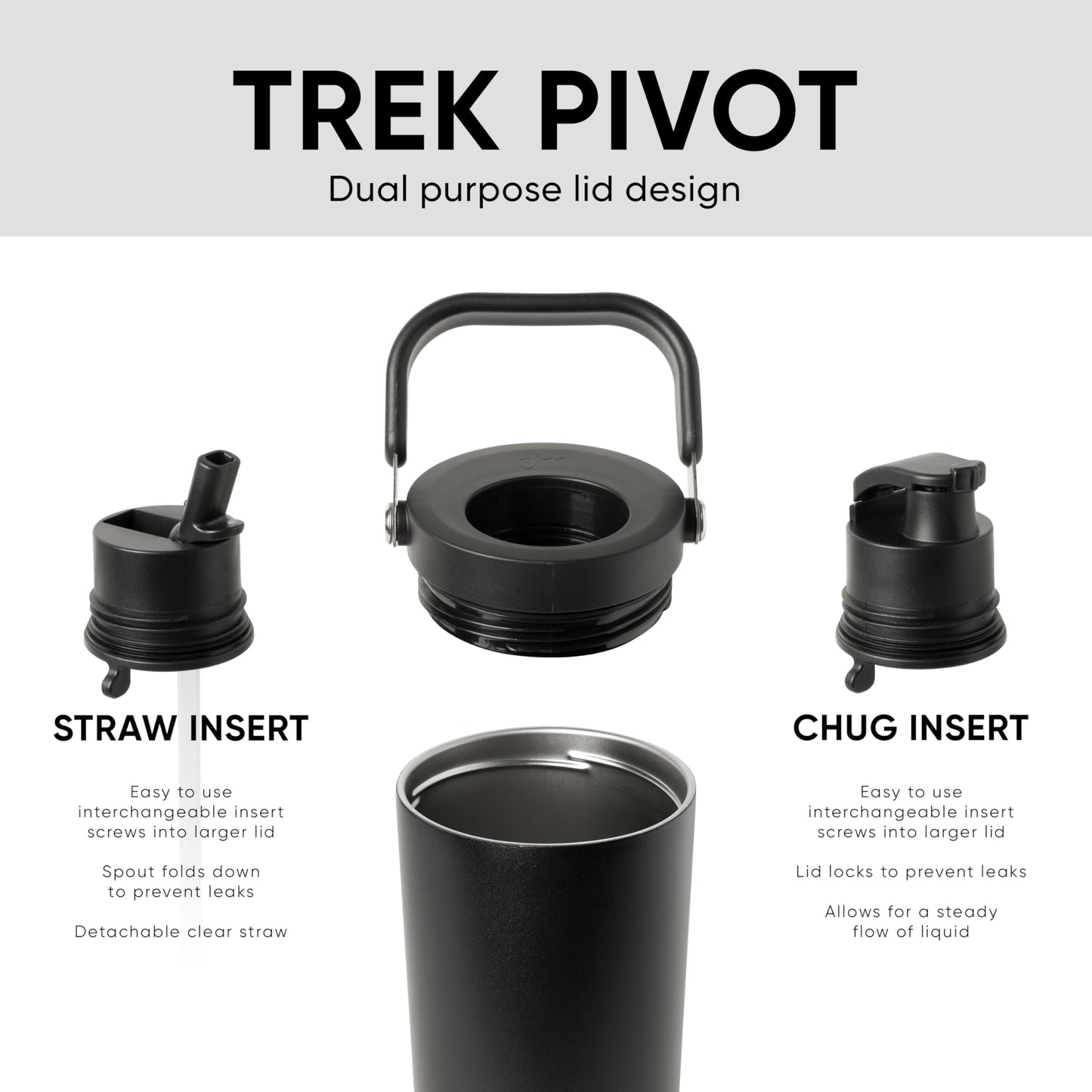 Simple Modern Trek Pivot | 40oz Flip Straw Tumbler with Handle | Water Bottle & Boot | Interchangeable Straw & Chug Lids | Insulated Stainless Steel Jug | Gym Sports Outdoors | Lavender Mist