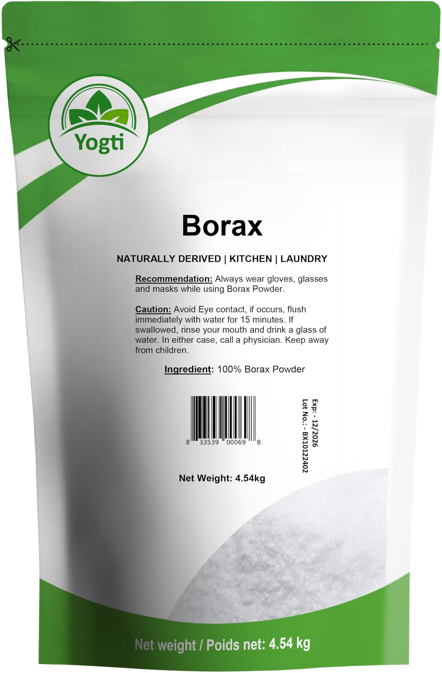Yogti [Canadian Brand] Borax Powder Laundry Detergent Booster, Pure and Natural, All Purpose Household Cleaner - 4.54 kg