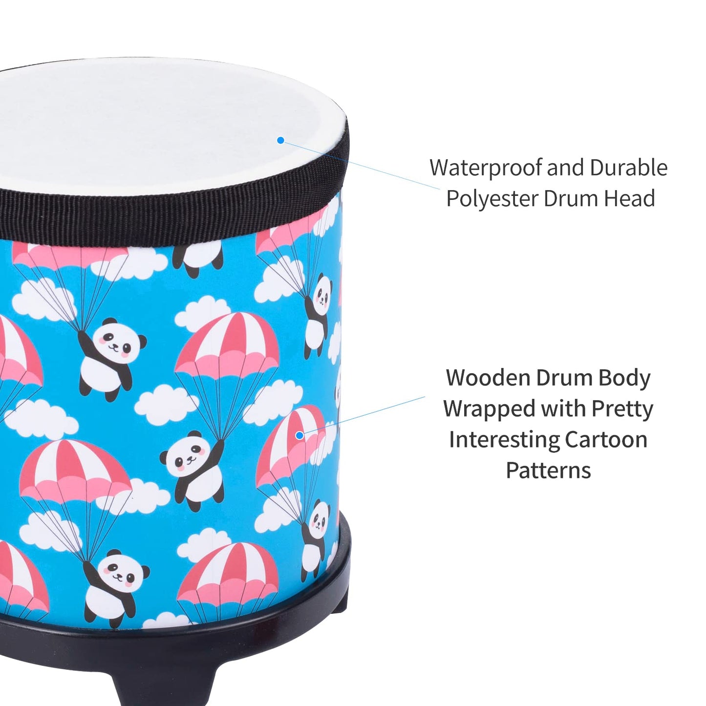 Bongo Floor Tom Drums Set: Floor Drum Percussion Music Instrument with 2 Mallets - Bongo Drums (Blue 5" to 6")