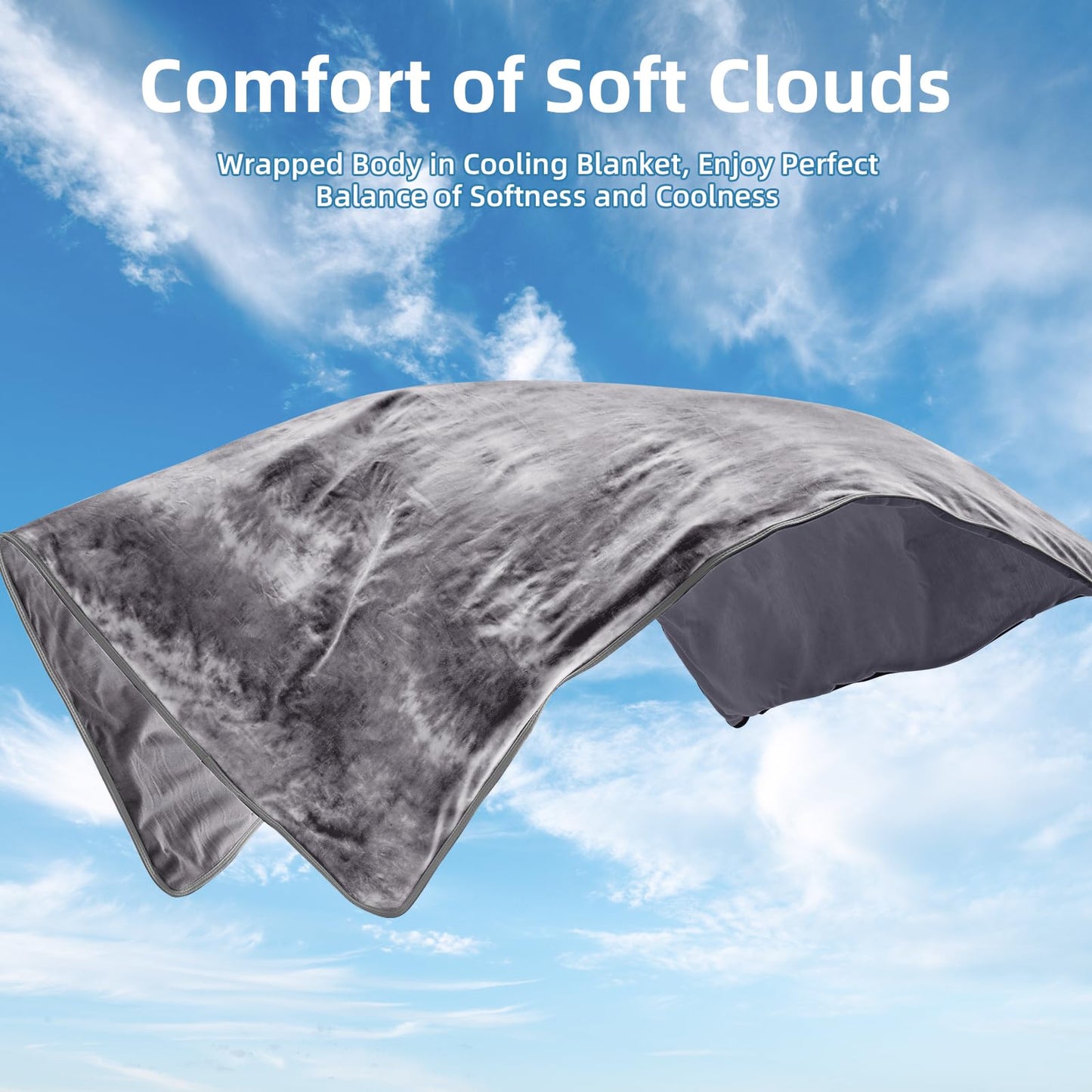 inhand Cooling Blanket Queen Size(90"x90", Breathable Summer Blanket with Double-Sided Cool to Touch Fabric, Lightweight Cold Blanket for Night Sweats Hot Sleepers, Throw for Cozy Wrap on Bed,Grey