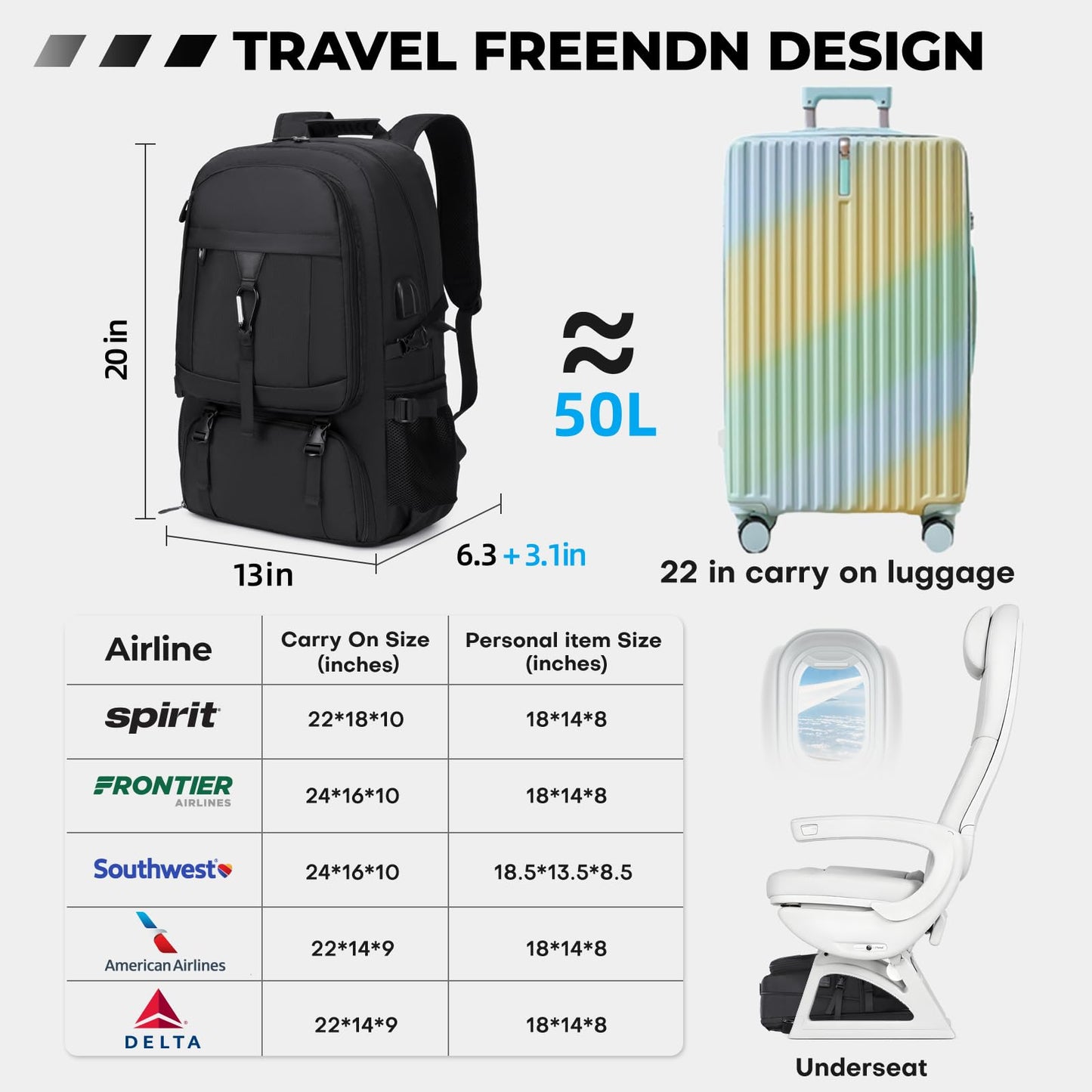 Banlole Travel Backpack with shoe compartment, 17.3 Inch Travel Backpack, 17.3 Inch, Classic