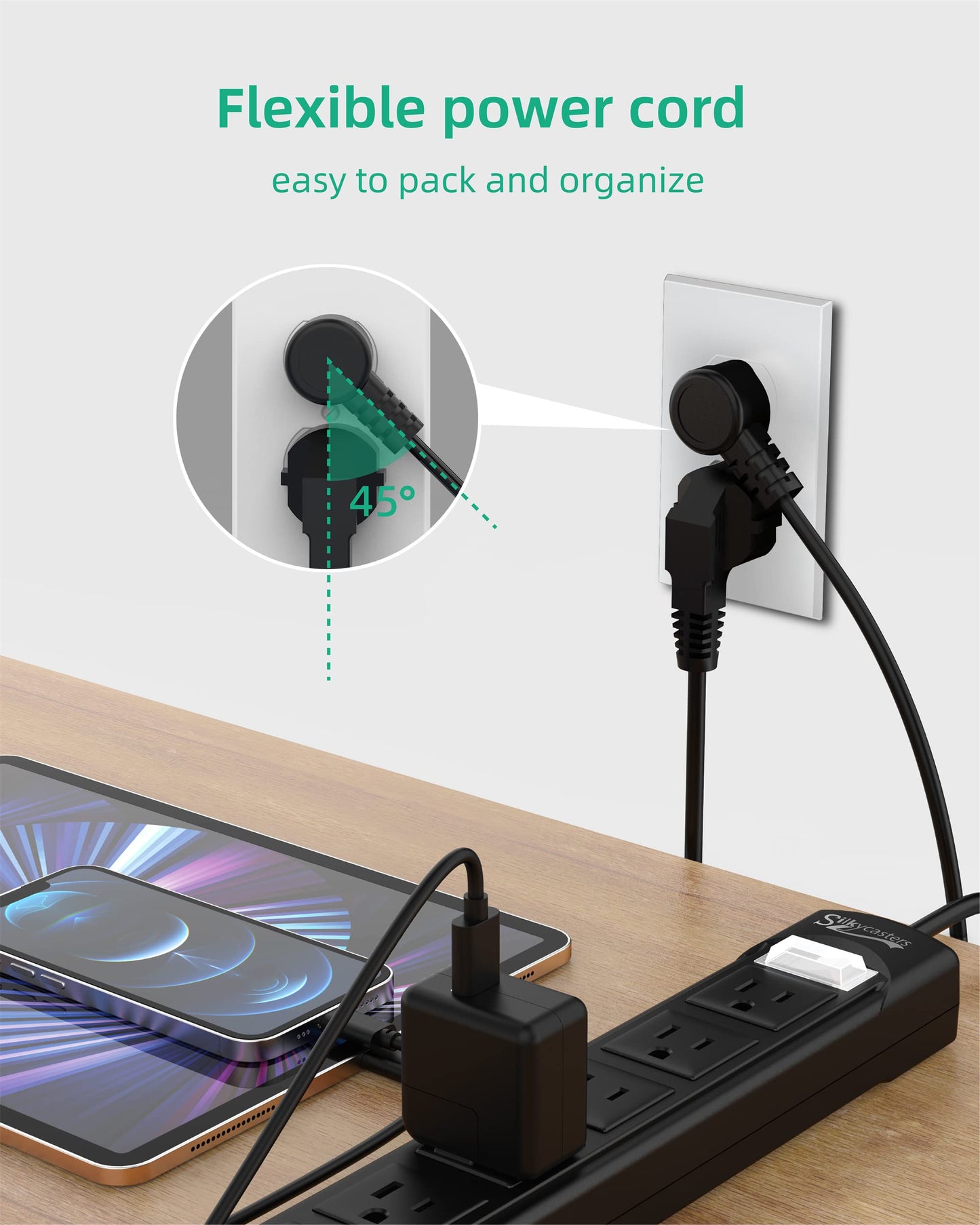Outdoor Power Bar Waterproof, Weatherproof Surge Protector 6 Outlets, 6 FT Extension Cord, 1875W Overload Protection, Shockproof Outlet, Wall Mountable for Home, Kitchen, Bathroom, Garden, Patio