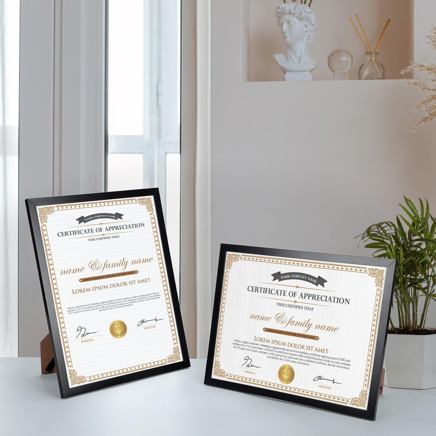 Hoikwo 18 Packs 8.5x11 Black Multi Plastic Picture Frames Set with Plastic Cover, Certificate Frames for Document Diploma Award, Light Weight Bulk 8.5 by 11 Frames Pack for Wall Hanging and Table