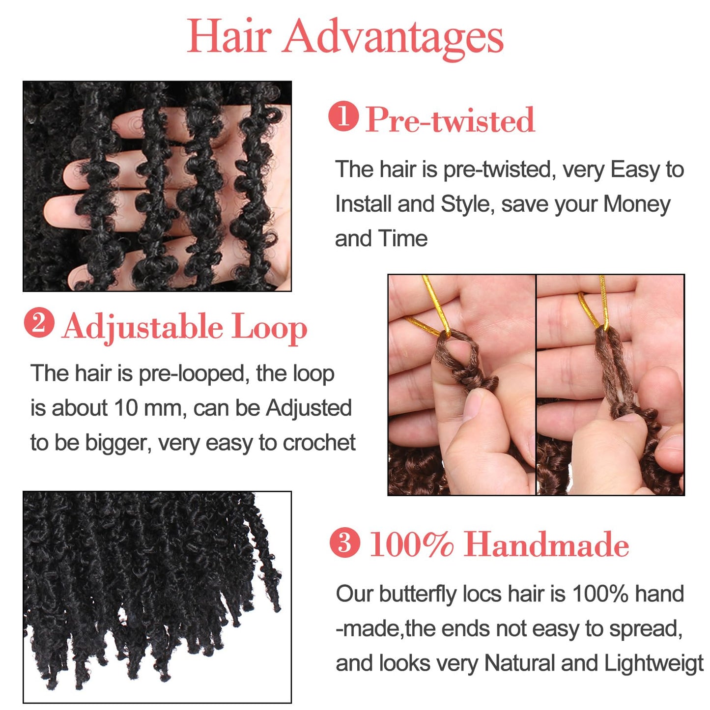 Leeven Butterfly Locs Crochet Hair Short 6 Packs Black Crochet Bob Hair 12 Inch Messy Distressed Faux Locs Crochet Braids Pre-twisted Soft Locs Hair for Women #1B
