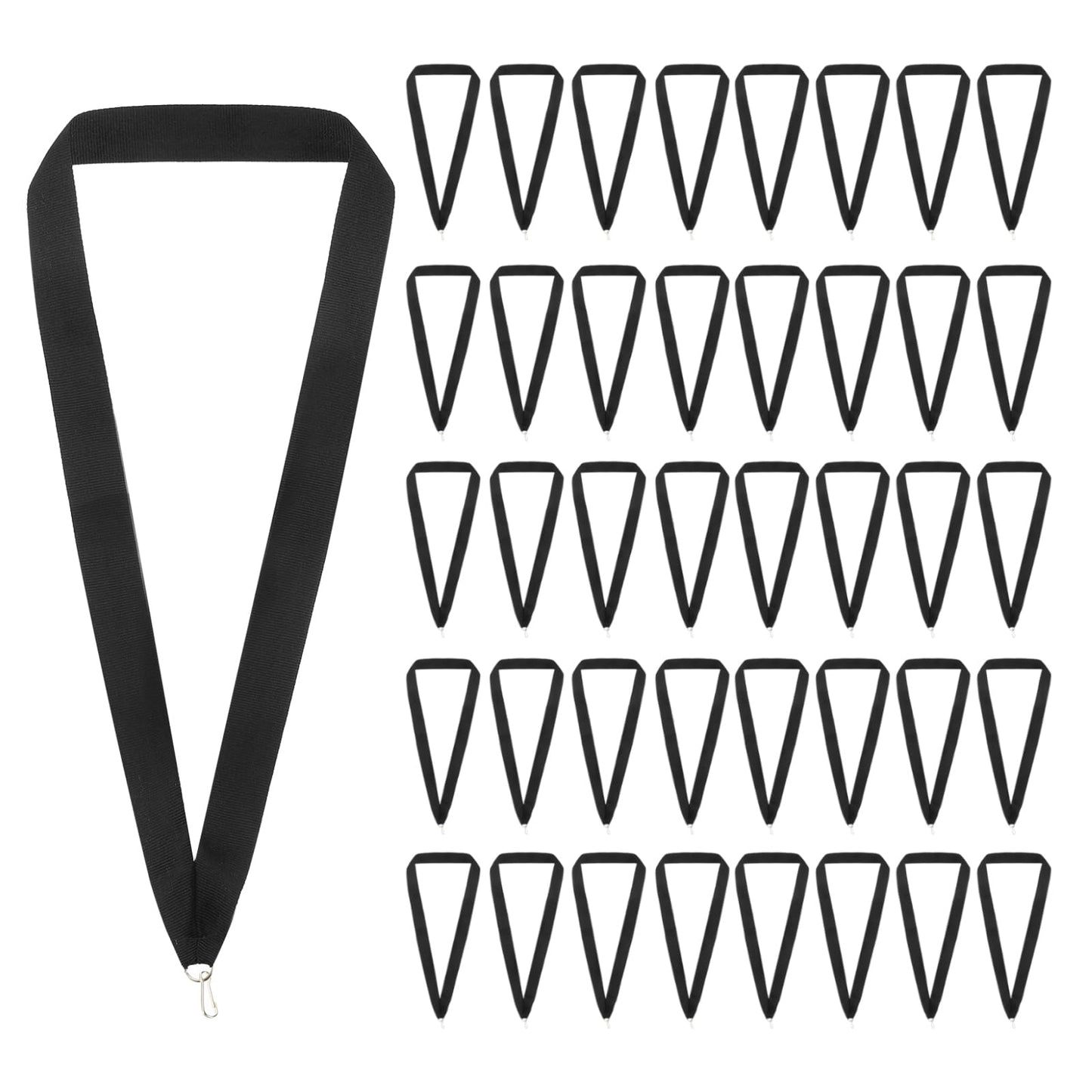 PATIKIL Award Neck Ribbons with Snap Clips, 100 Pack Polyester Medal Lanyards Blank Award Ribbon for Competitions Achievement Sports Party, Black