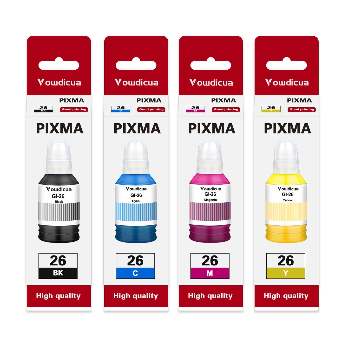 GI-26 GI26 Ink Refill Bottles Replacement for Canon GI-26 GI26 Ink GX3020 GX4020 GX5020 GX6020 GX6021 GX7020 GX7021 Printer (4-Pack Black Cyan Magenta Yellow)