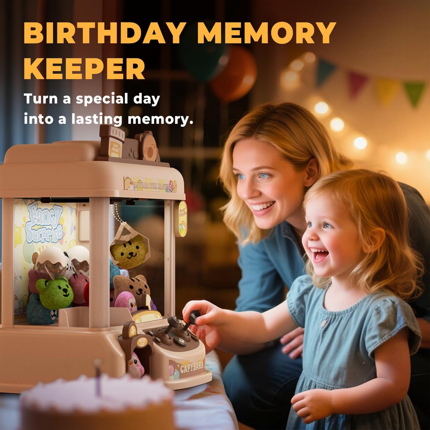 Claw Machine for Kids, Capybara Vending Machine for Age 3+, Toy Claw Machines with Plush and Squishy Prizes for Girls, Candy Grabber Dispenser Toy for Boys Age 3-8 (Capybara-Brown L)