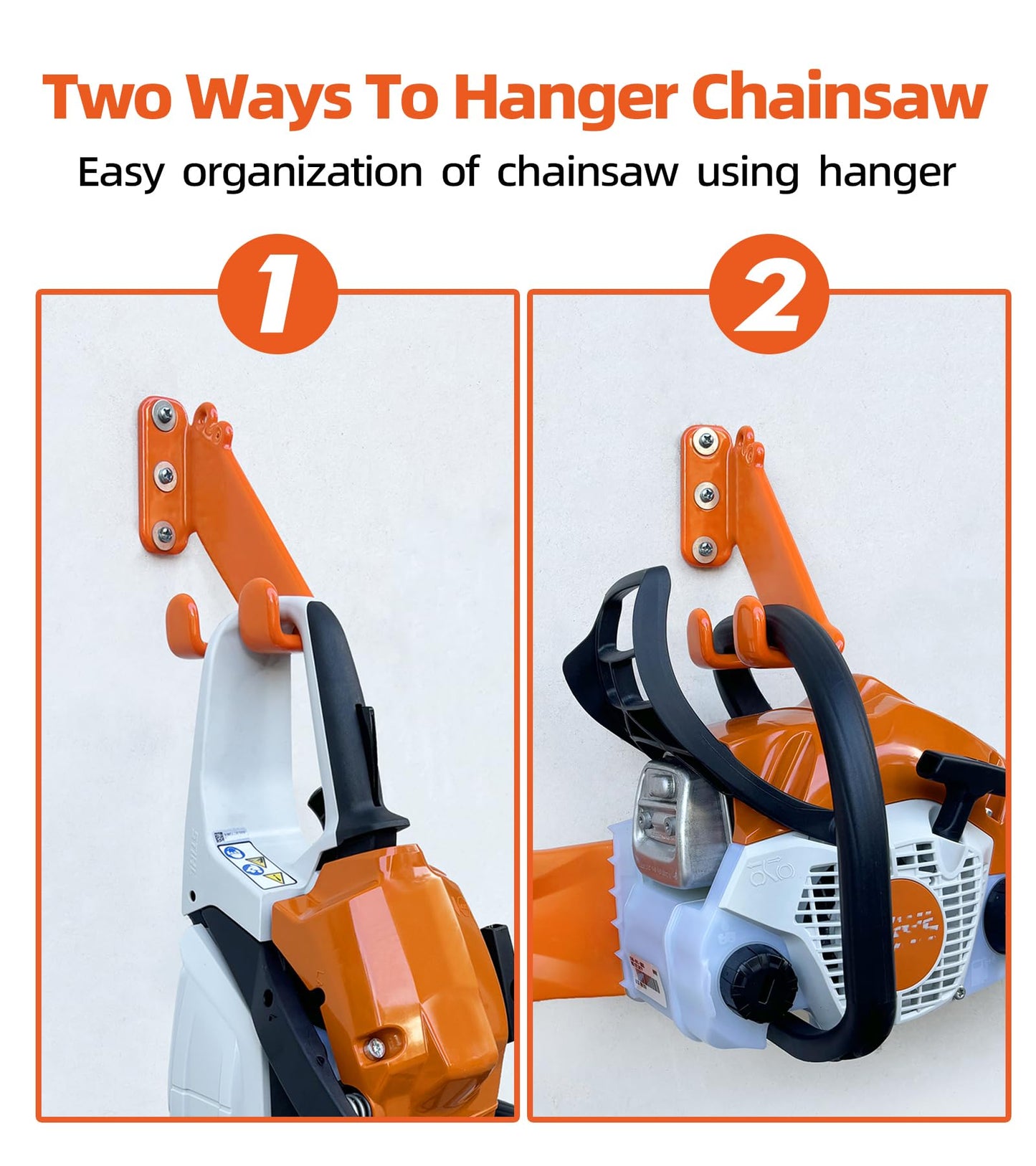 OSROENE Chainsaw Hanger, 2 Pack Chainsaw Wall Mount, Heavy Duty Chainsaw Holder, Garage Organization Garage Storage Shed Organizer Mounted Chainsaw Rack