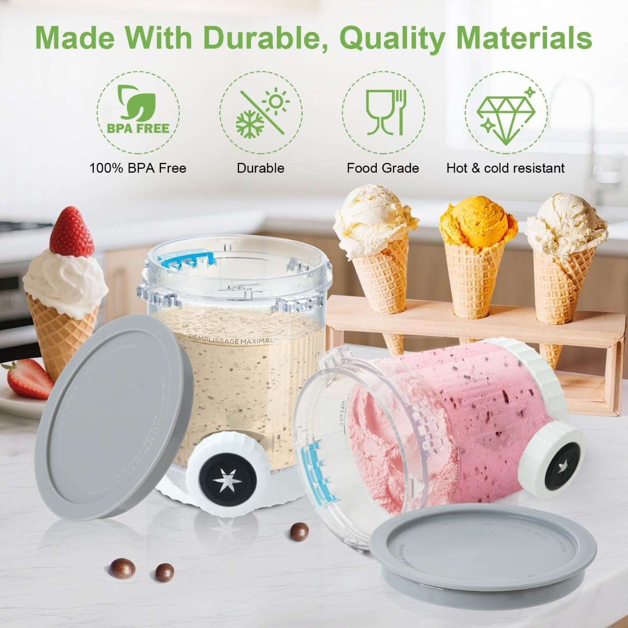 4 Pack Pint Containers Replacement for Ninja Swirl Ice Cream & Soft Serve Makers, 16oz Creami Swirl Pints and Lids Compatible with NC700 NC701 Series, BPA-Free & Dishwasher Safe (Color Lids)