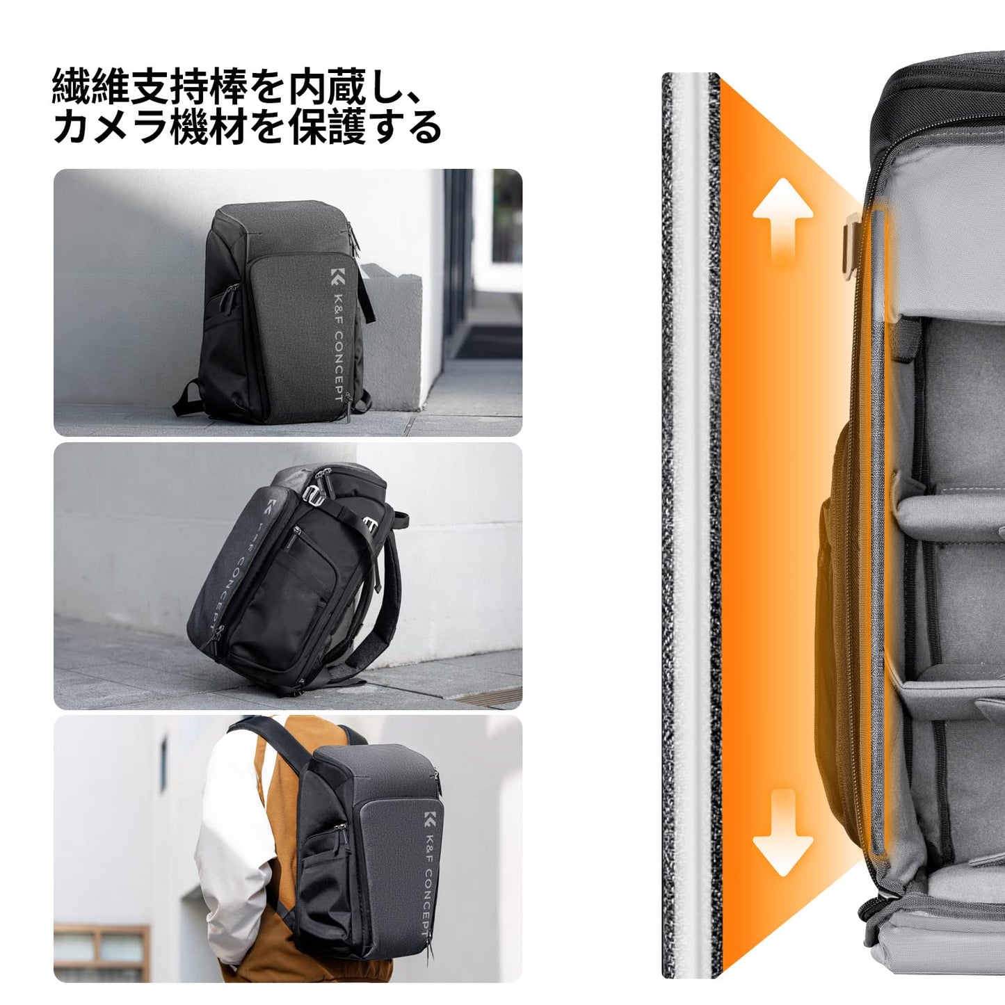 K&F Concept® Camera Backpack 25L Camera bags for photographers Large Capacity Camera Case with Raincover,15.6 Inch Laptop Compartment Compatible for Canon/Nikon/Sony/DJI Mavic Drone Backpack