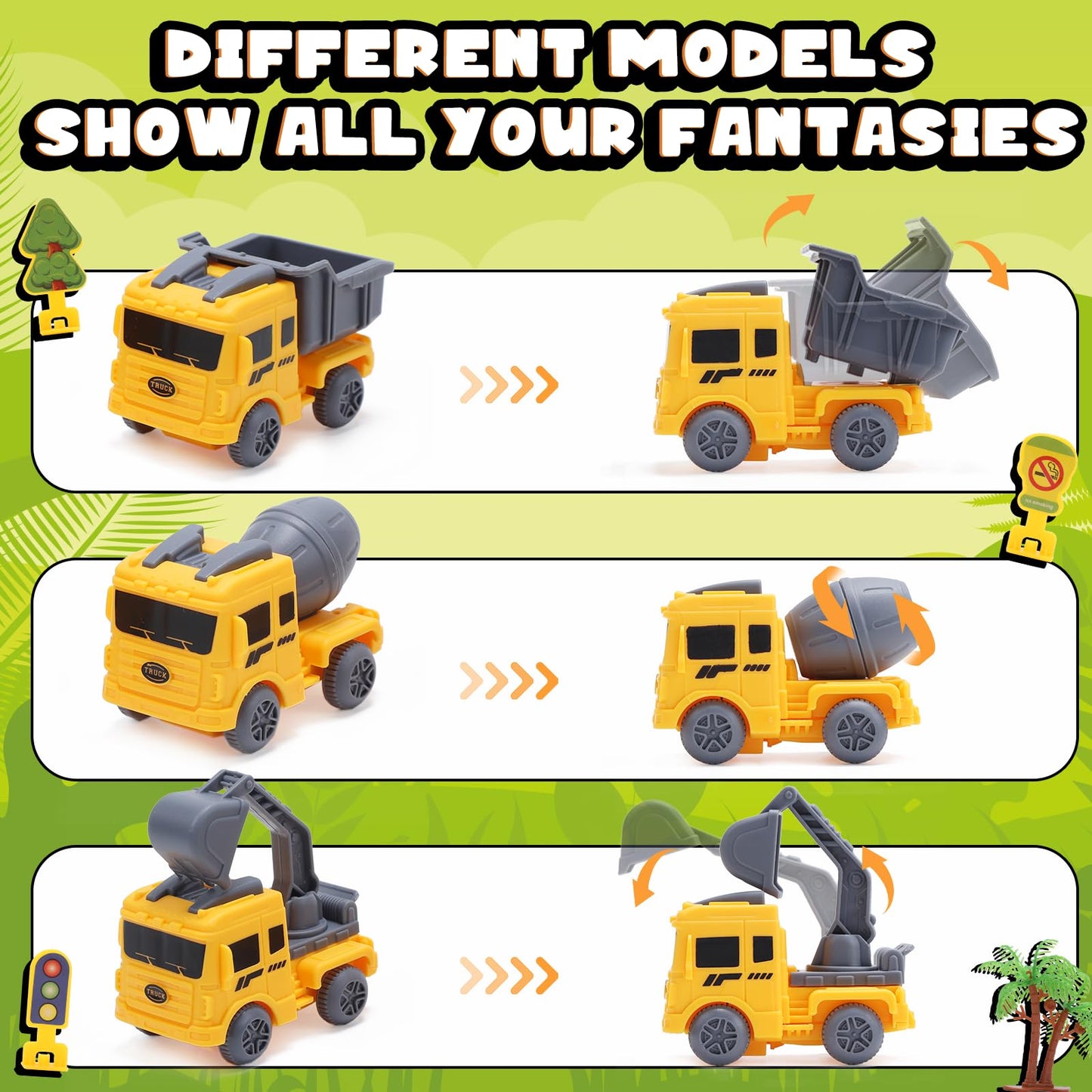 Construction Toys Race Track Set 178 PCS for Kids, Flexible Train Tracks with 1 Electric Train, Excavator,Cement Truck,Loading Truck Engineering Vehicle Playset,Gifts for 3 4 5 6 Year Old Boys Girls