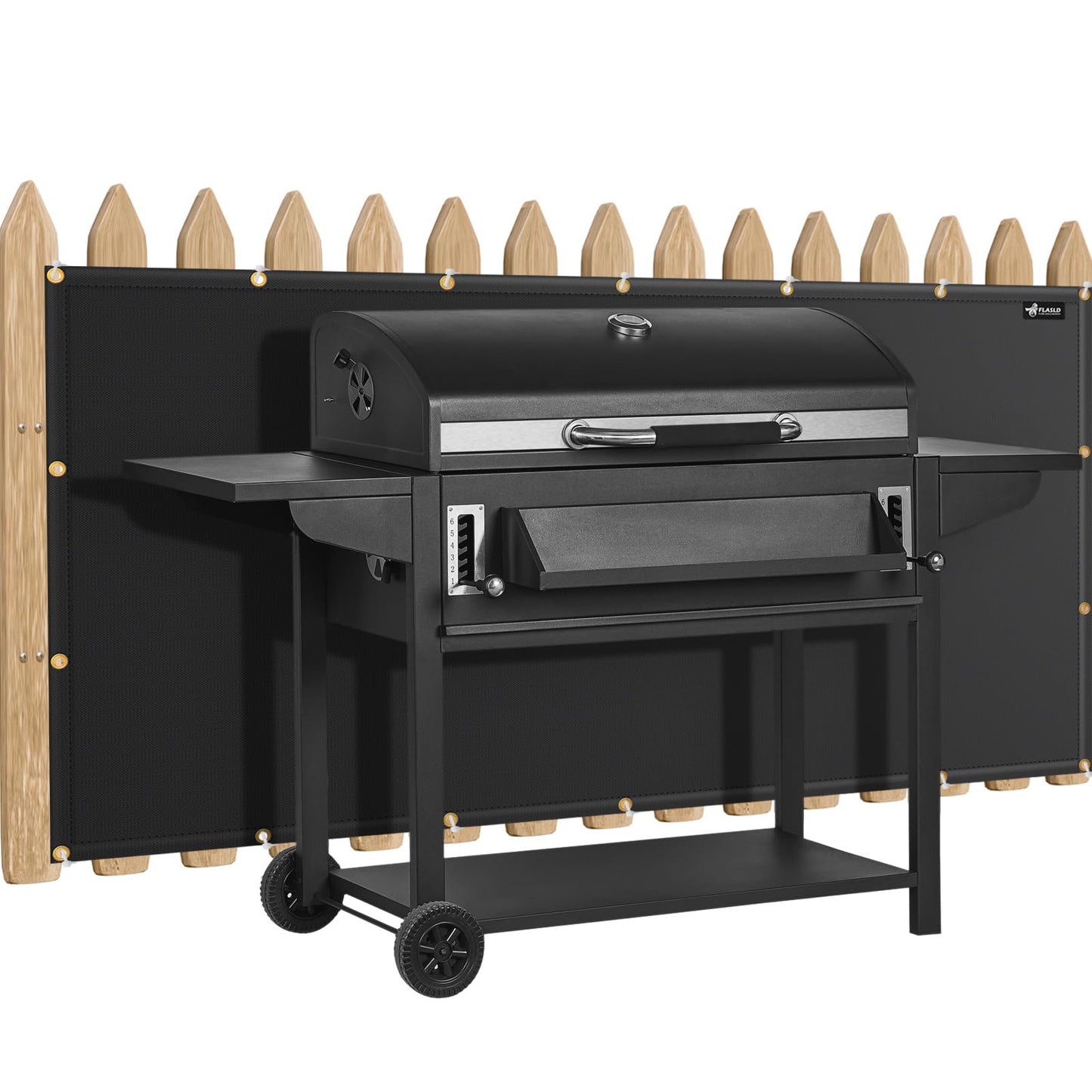 FLASLD Fireproof Deck Fence Cover and Screen Protection Deck Railing from Grill Heat, Balcony Fence Privacy Screen, Outdoor Fence, UV Protection, Weather-Resistant, 90 cm x 300 cm