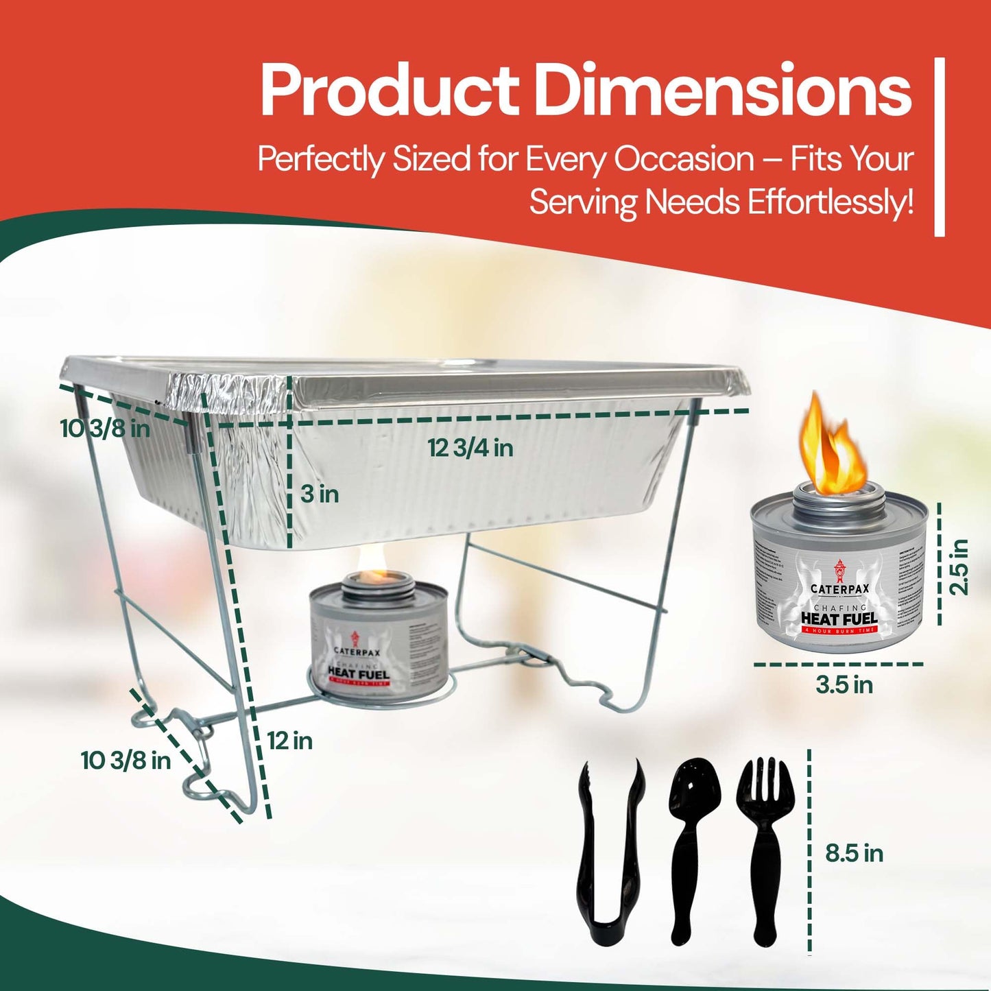 Disposable Chafing Dish Buffet Set (39 PCS) – Catering Food Warmers with 6X Half-Size Serving Pans, Covers, Foldable Racks, Utensils & Fuel Cans - Perfect for Buffets, Parties, Events & Food Serving