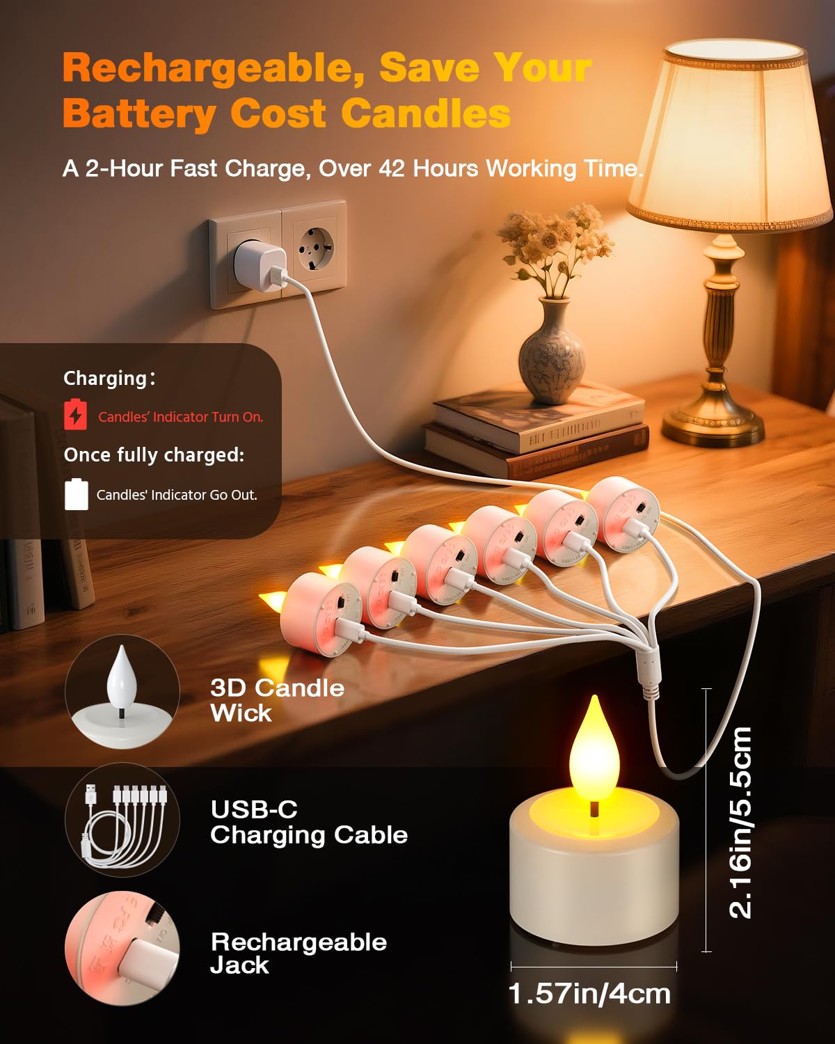 Yme Rechargeable Flameless Candles with Remote, 12 Packs Battery Operated Fake LED Tea Lights Candles Flickering Gift Set for Birthday Halloween Christmas Table Party Decorations Home Indoor Decor