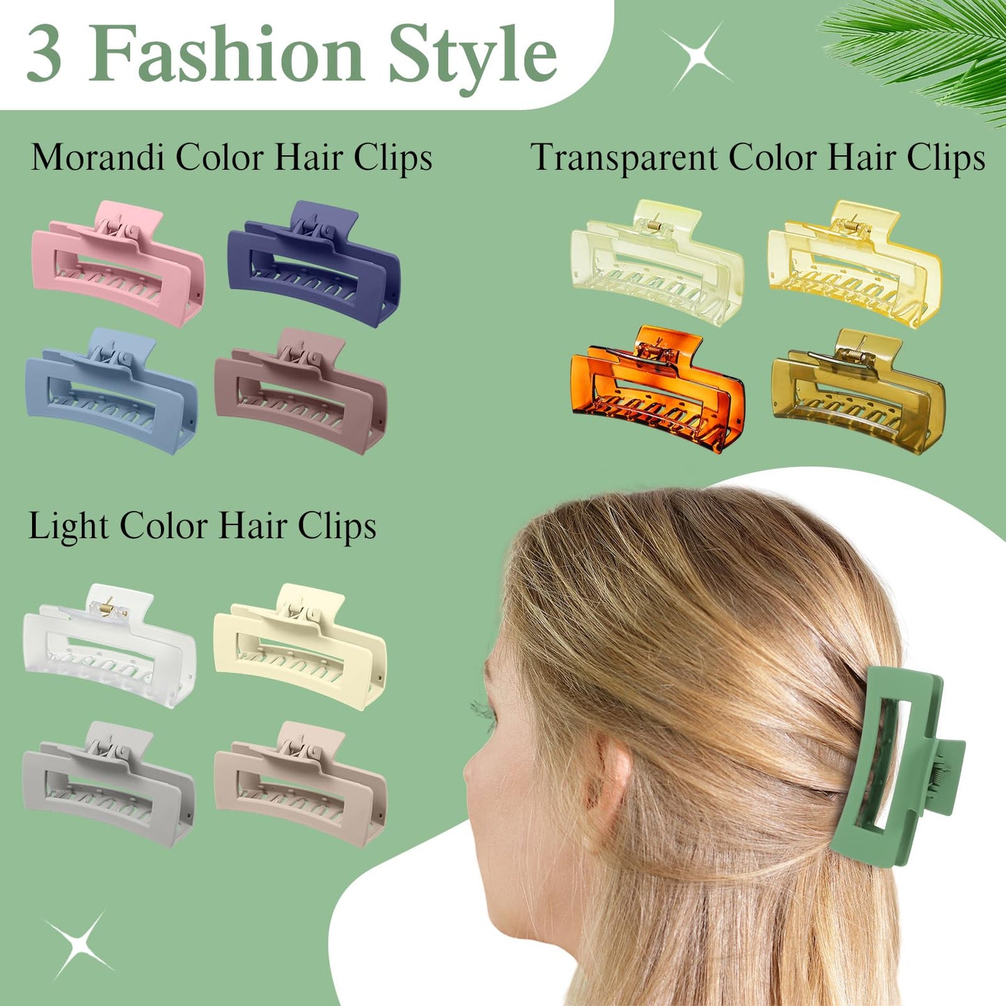 XunYee 60 Pcs Hair Clips Bulk Hair Claw Clips for Women Girls 4.1 Inch Large Rectangle Non-slip Square Strong Hold Jaw