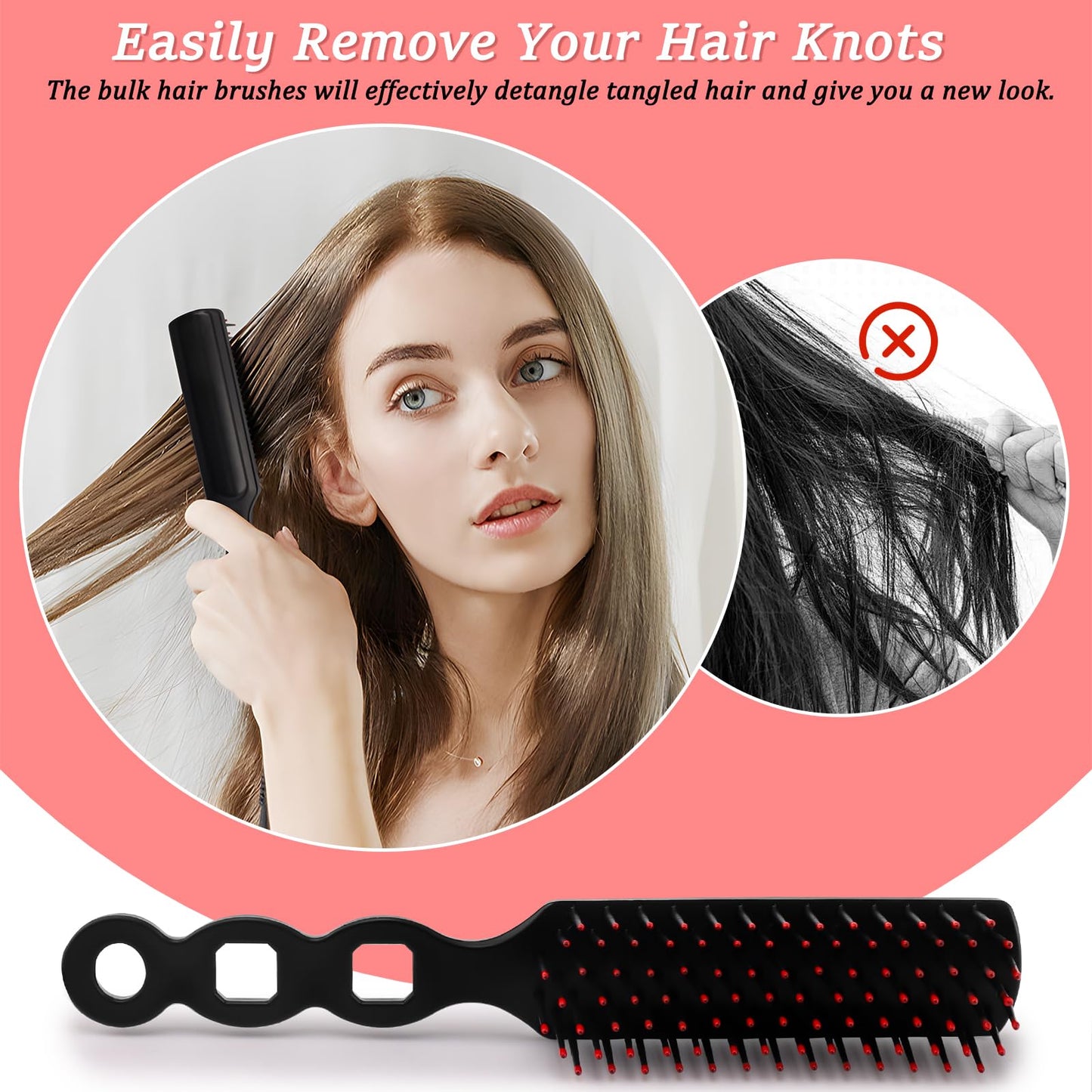 HOFASON 100 Pcs Bulk Hair Brushes for Homeless Supplies, Individually Wrapped Disposable Hair Brushes Nylon Bristles Detangling Hair Brush for Women Hotel Nursing Charity