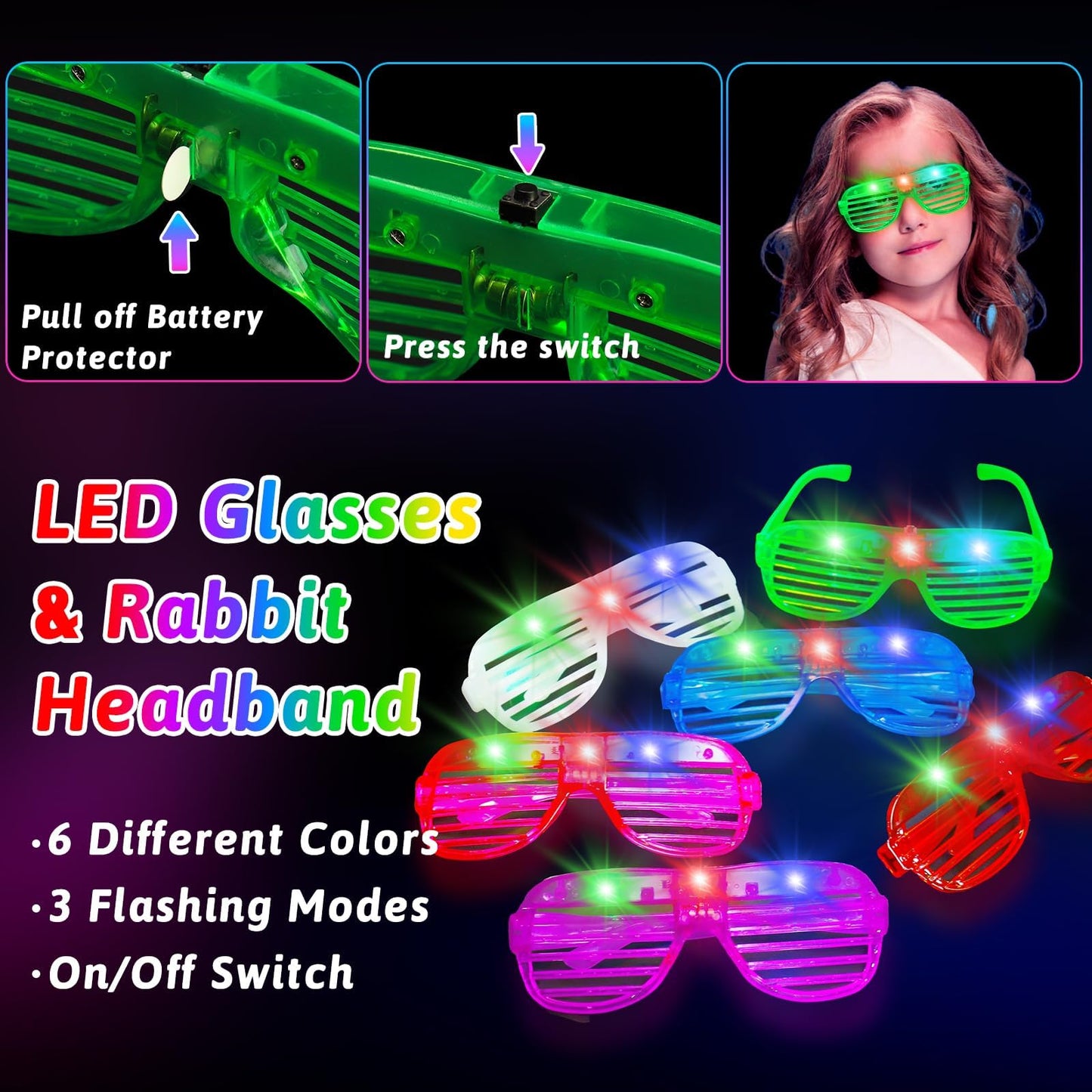 156PCS Glow in The Dark Neon Party Supplies for Kids/Adults, Birthday Party Favor for Kids, Light Up Neon Party Toys with 100 Glow Sticks Bulk Party Pack Glasses Headband Bracelet Necklaces