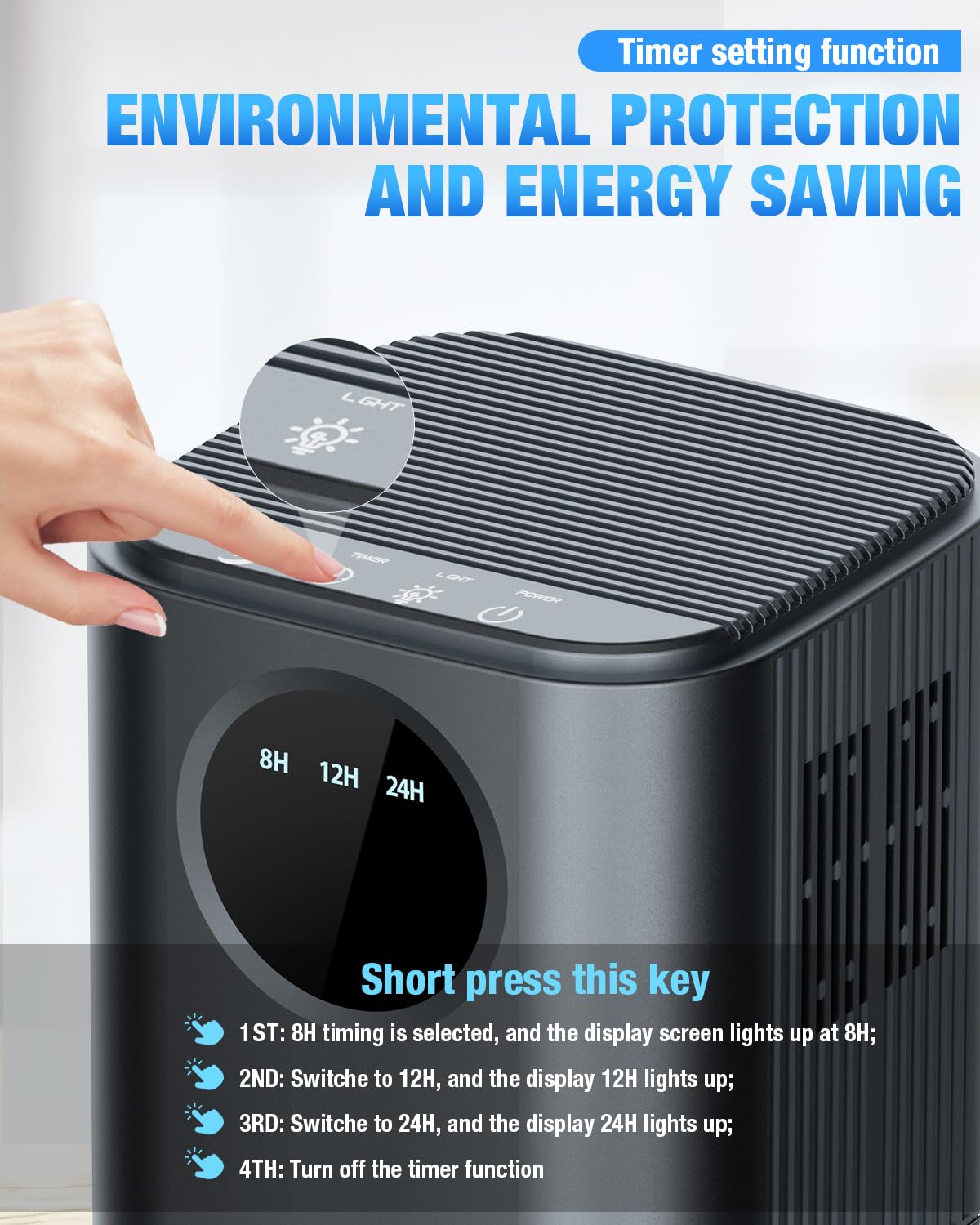 Homtronics 60 OZ Small Dehumidifiers for Home, with 7 Color LED Light, 8/12/24H Timer, 44dB Ultra-Quiet, Energy Saving Small Dehumidifier for Bedroom, Living Room, Office
