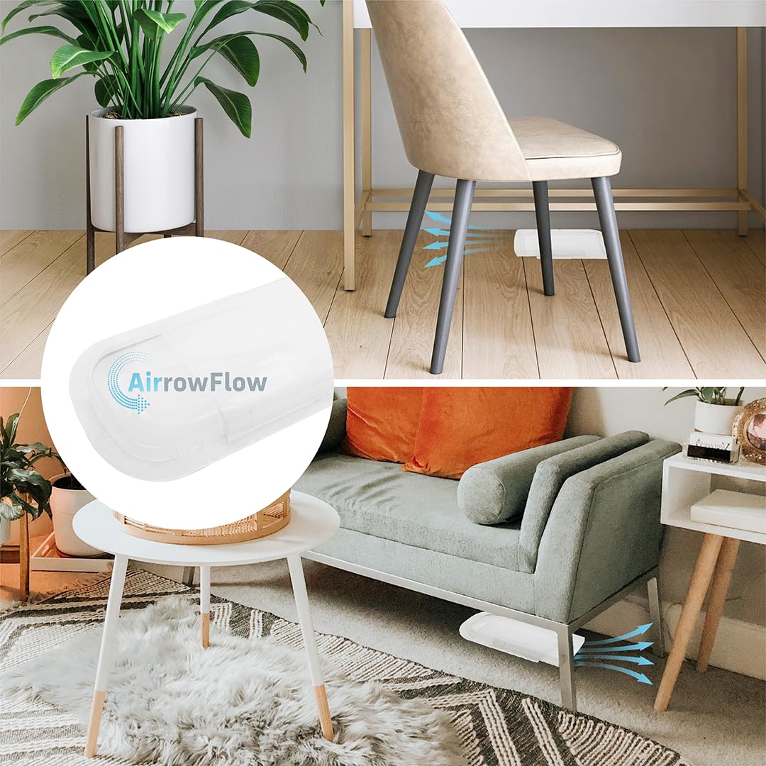 Sideways Floor Wall Ceiling Air Vent Deflector for Under Furniture Heat and Air Deflecting, Fits Vents 3" - 7" Wide, Also Extends Lengthwise up to 17.5", Foam Tape for Tight Seal