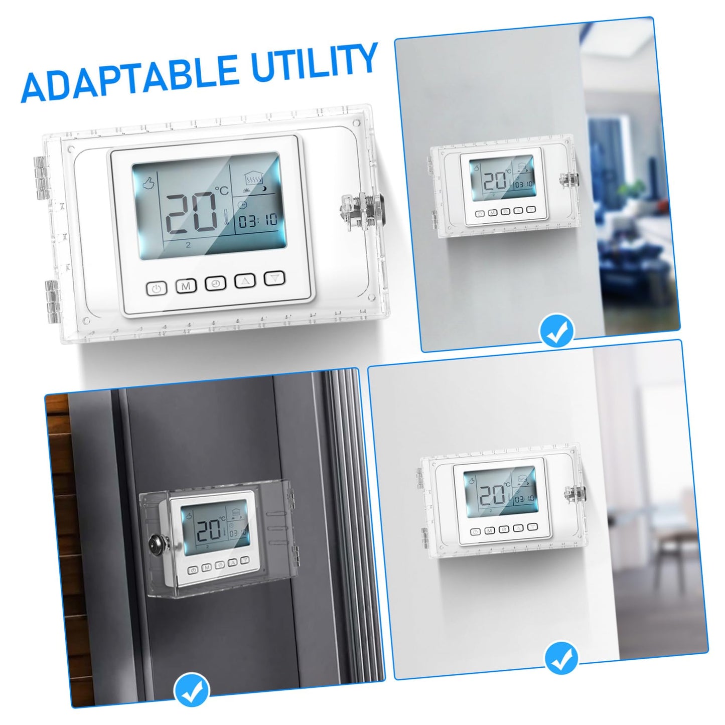 Angoily 3PCS Thermostat Cover with Key, Coverage Door Wall Protector Outdoor Transparent Plastic Nest Thermostat Protectivefor Home