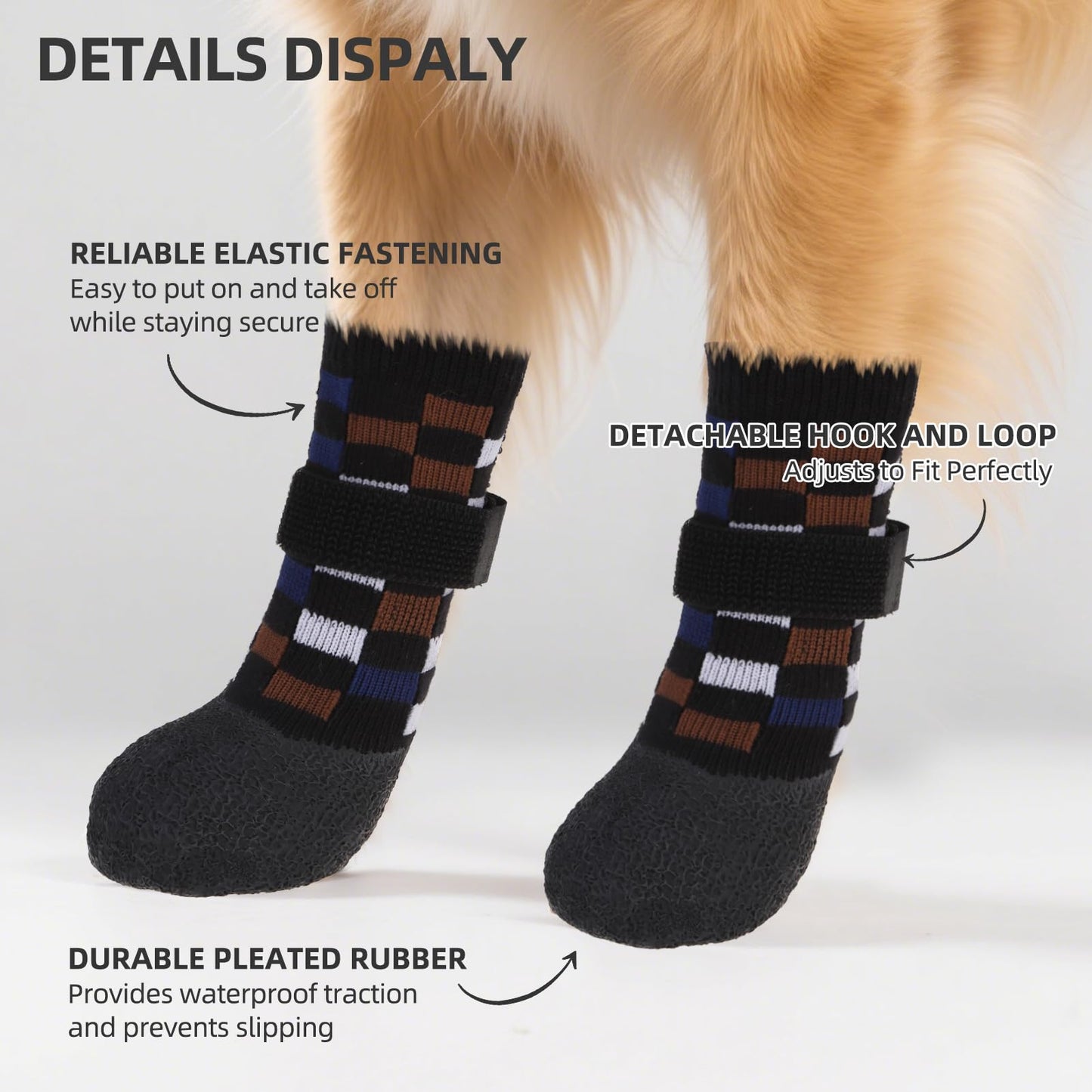 PUPTECK Dog Shoes for Hot Pavement Small Medium Large Size Dogs, Booties and Paw Protectors for Hardwood Floors, Grippy Socks to Prevent Licking Rubber Rain Hiking Boots for Senior Anti Slip