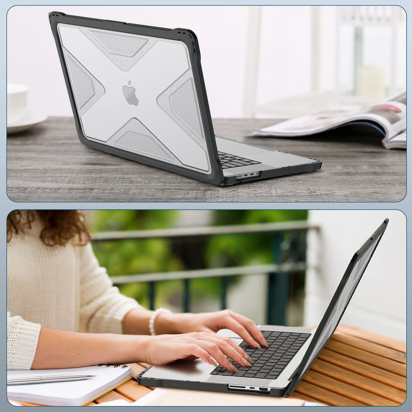 Fintie Case for MacBook Pro 14 Inch A3426 A3427 A3434 A3401 A3185 A3112 A2992 A2918 A2779 A2442 with M5 M4 M3 M2 M1 Chip (2021-2026) - Heavy Duty Rugged Hard Shell Cover, Clear