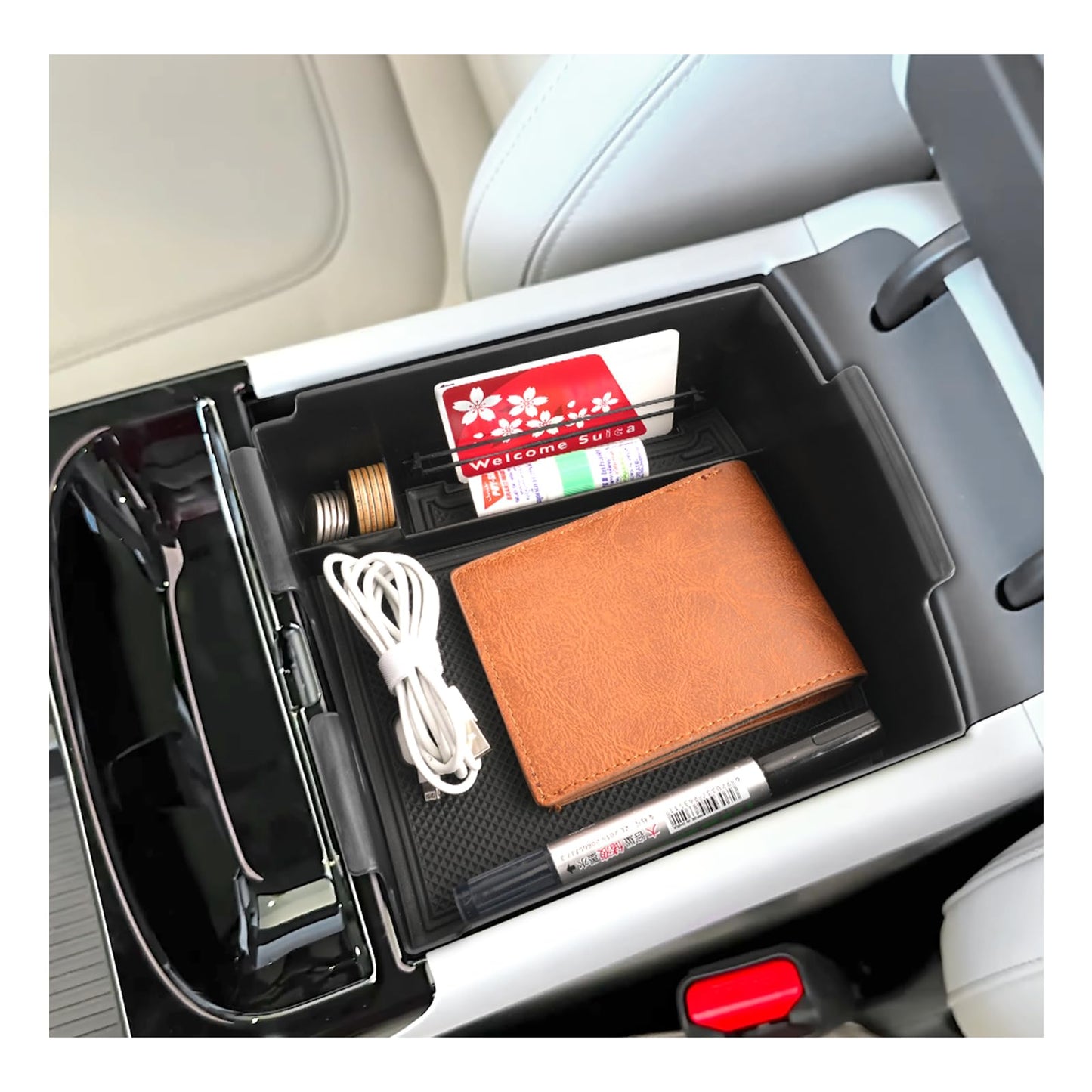 SXCY 2PCS for 2025 2026 Hyundai Tucson Center Console Organizer for 2025 2026 Hyundai Tucson (Limited) Accessories Under Console Cup Holder Tray for 2026 Tuc son Armrest Console Organizer