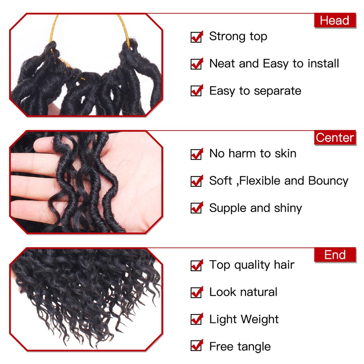Xtrend 8 Packs River Boho Faux Locs Crochet Hair 12Strands/pack Wavy With Curly Hair Pre-looped Synthetic Bohemian Goddess Locs Crochet Braids Hair Extensions (1B 30Inch)