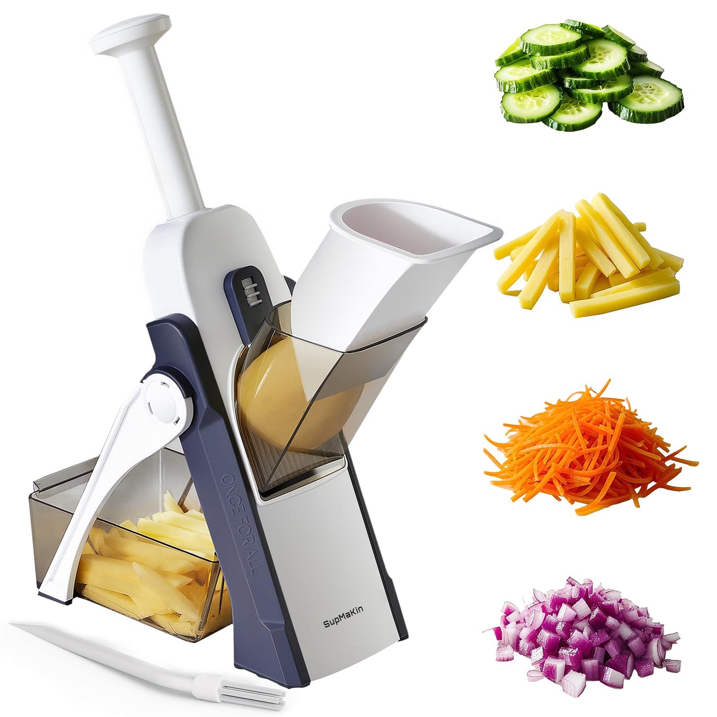 SupMaKin Mandoline Slicer for Kitchen, Safe Vegetable Chopper Adjustable Food Chopper Fruits and Vegetables Chopping Artifact (Blue)