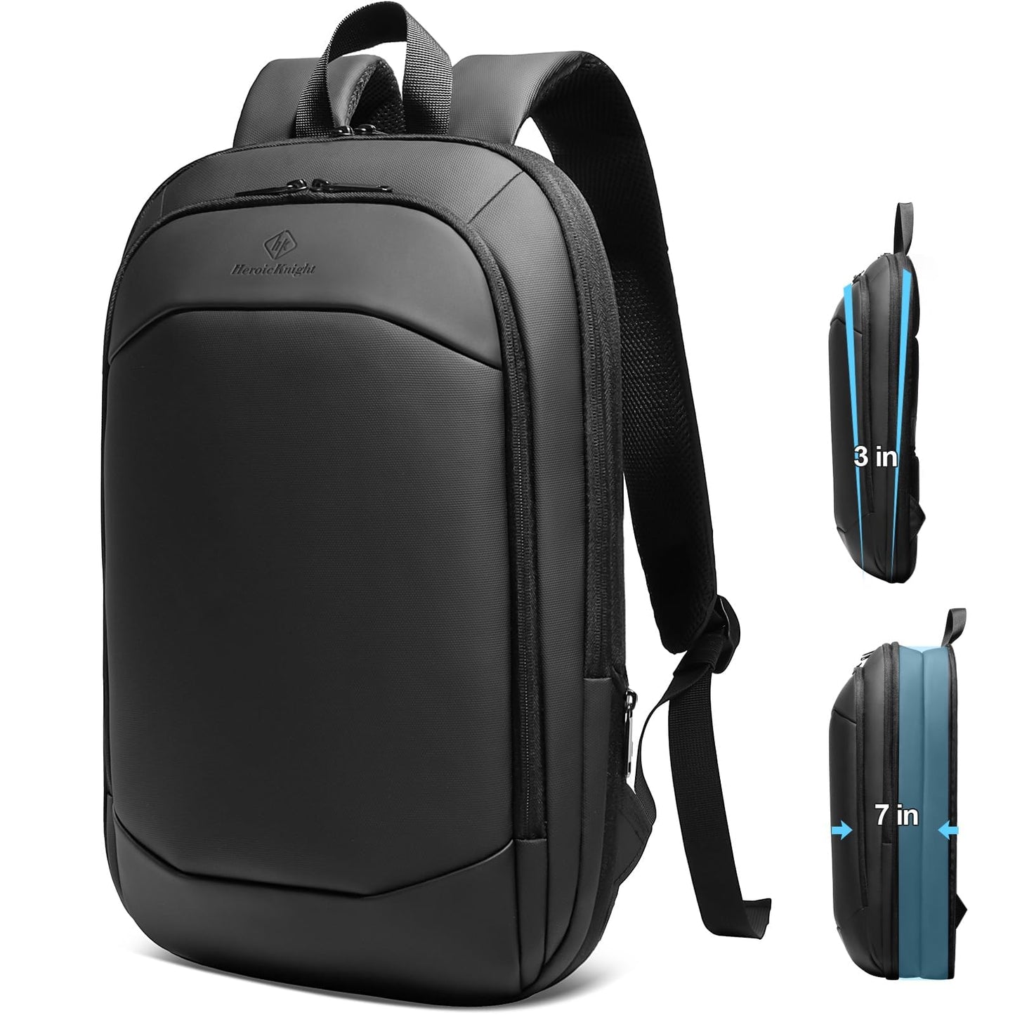 Slim Laptop Backpack,Lightweight Expandable High-Tech Business Work Backpack for Men and Women,15.6 Inch Waterproof Anti-theft Travel Backpack Durable College Casual Daypack Computer Bag - Black