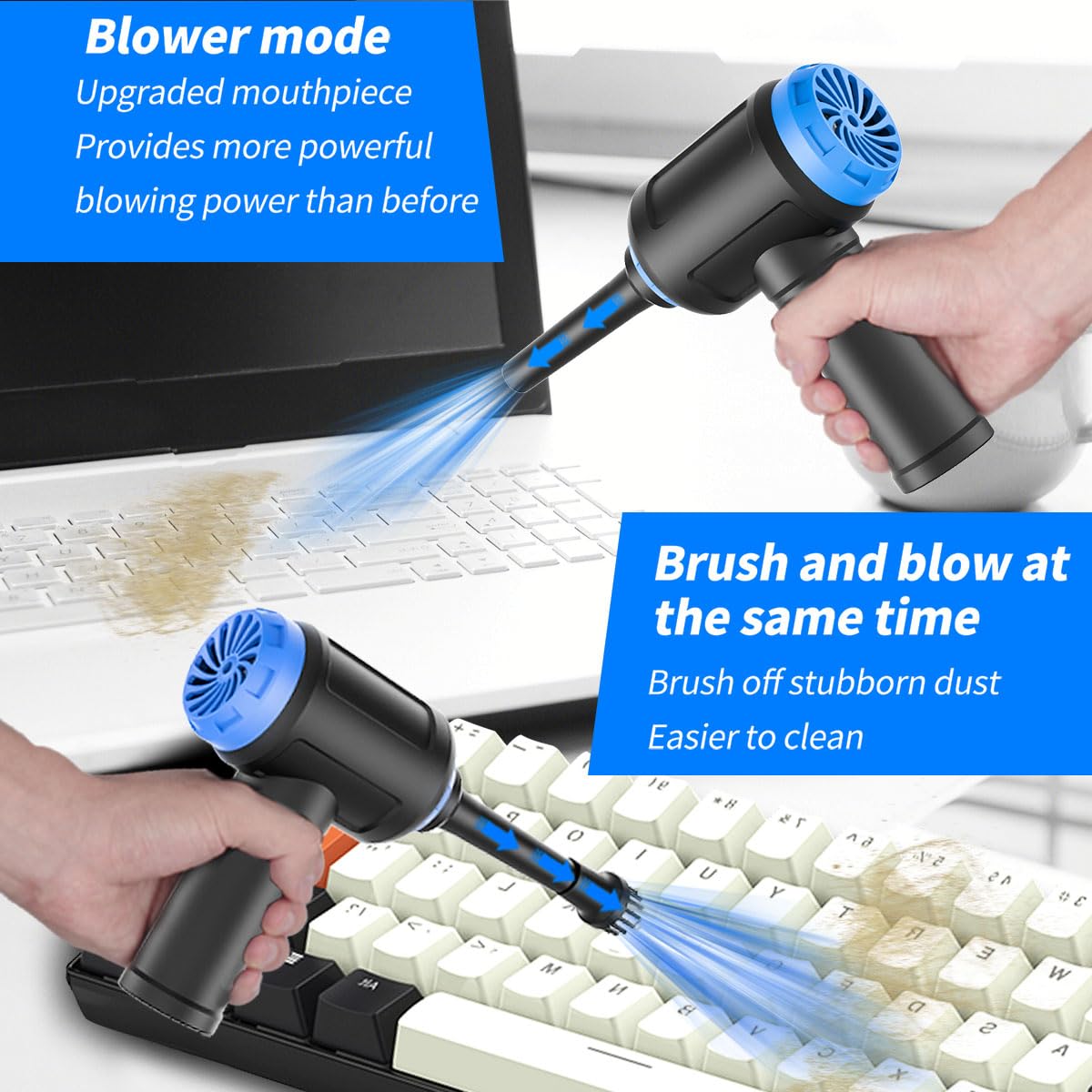 Meudeen Air Duster - Computer Vacuum Cleaner - for Keyboard Cleaning - Cordless Canned Air