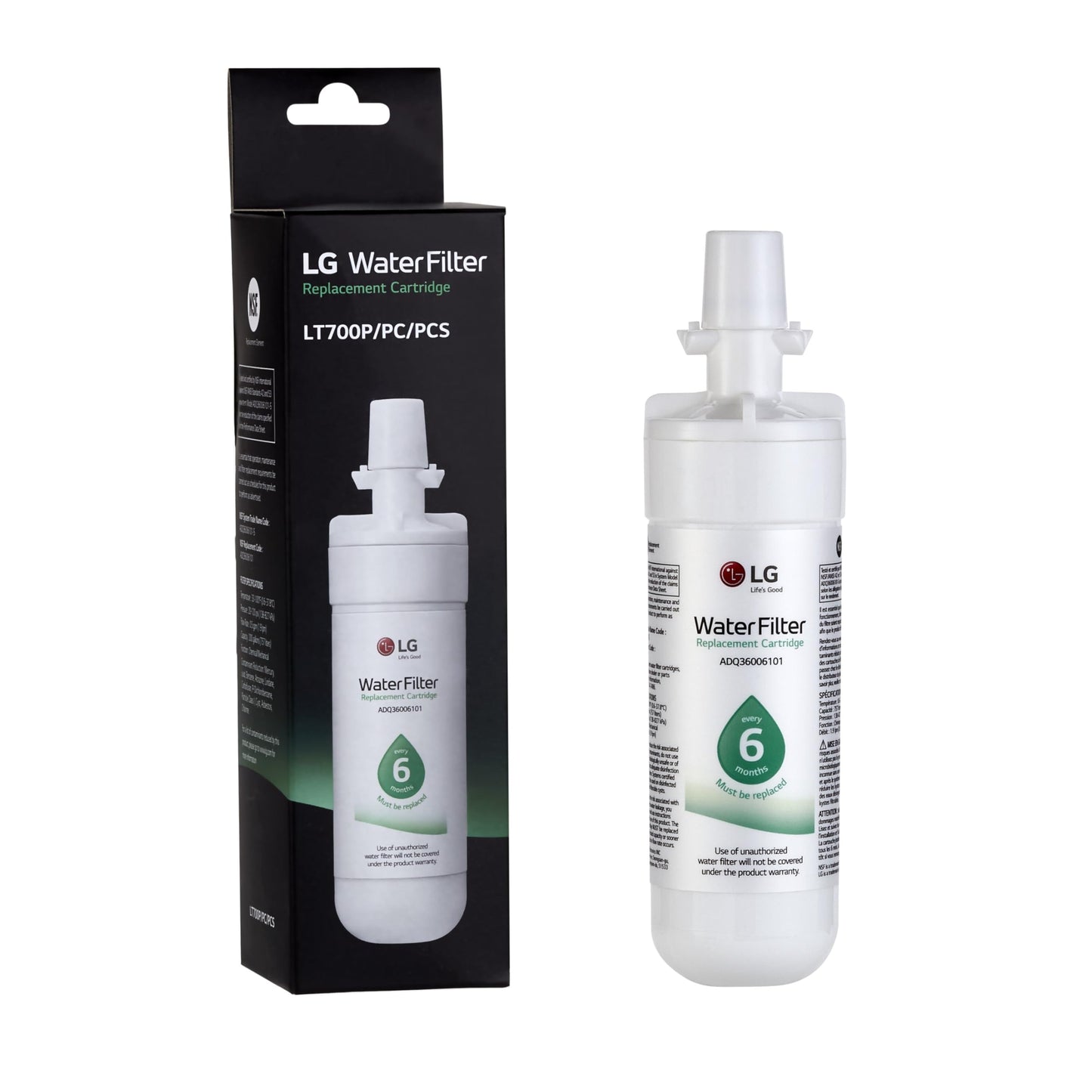 LG LT700P Genuine Replacement Refrigerator Water Filter, 1-Pack (LT700P/PC/PCS) by LG Canada White