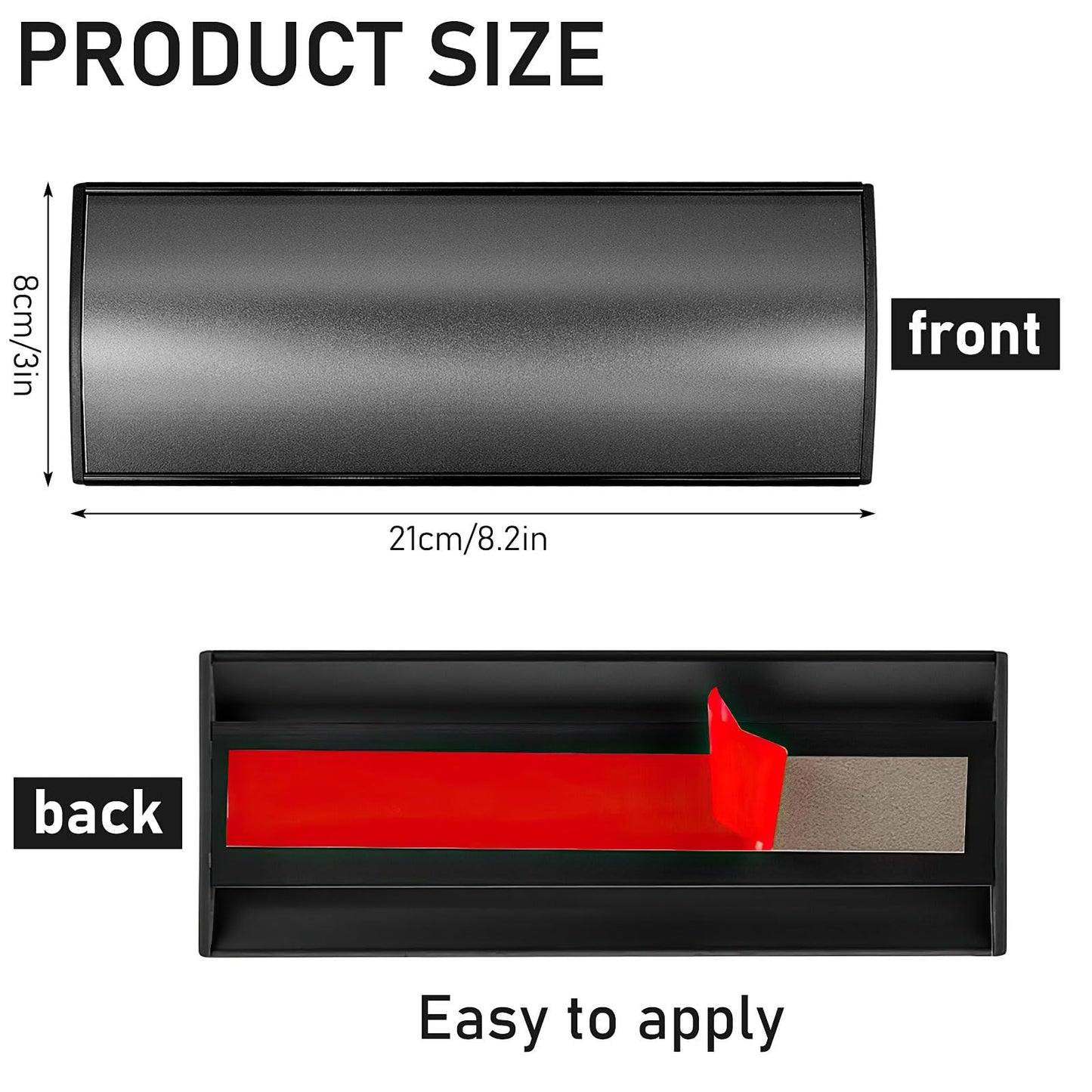12 Pcs Self-Adhesive Door Name Plate Holder 8x3 Inch Metal Aluminum Nameplates Personalized Curved Name Signs with Plastic Film for Office Cubicle Doors Room Wall Desk - Black