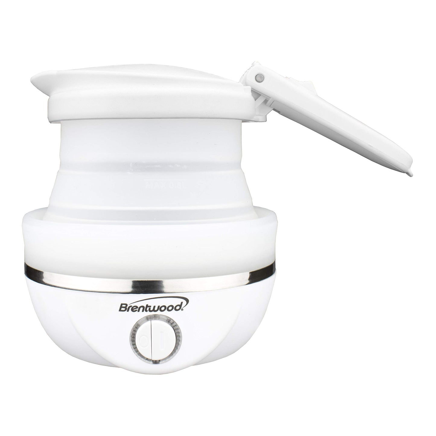 Brentwood KT-1508W Dual Voltage 120/220 Volt 0.8 Liter Collapsible-Travel Kettle, White