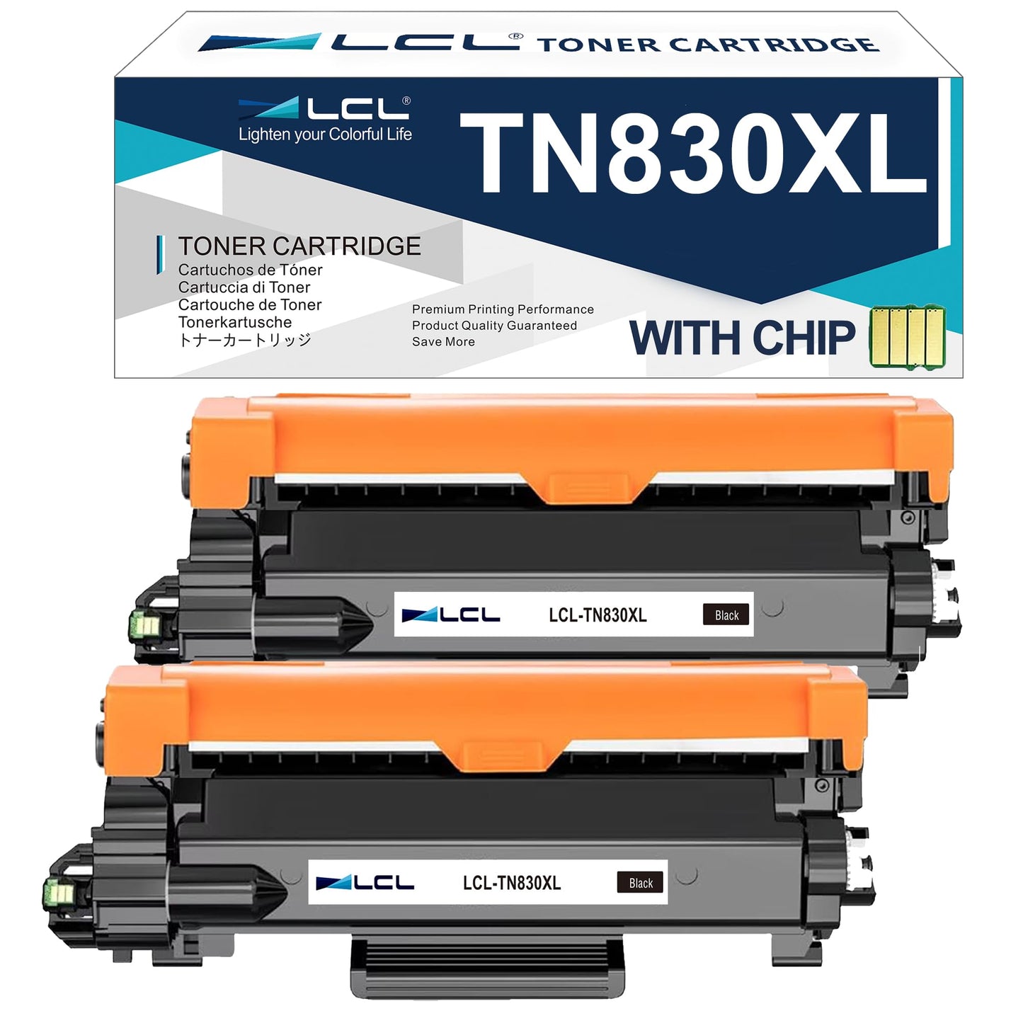 LCL Compatible Toner Cartridge Replacement for Brother TN830 TN830XL TN-830 TN-830XL (2-PK,Black)for HL-L2460DW HL-L2405W DCP-L2640DW HL-L2400D HL-L2420DW HL-L2460DWXL HL-L2465DW HL-L2467DW HL-L2865DW