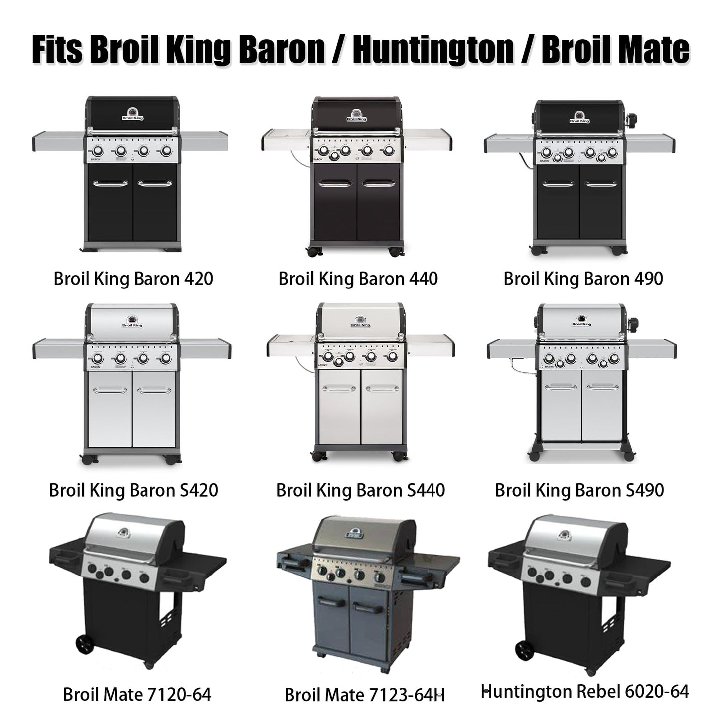 BBQSAVIOR PG74 BBQ Grill Grates for Broil King Baron 440 420 490 320, Broil-Mate and Huntington Models,17 3/8 Inch Cast Iron Cooking Grates Replacement Parts 4-Pack