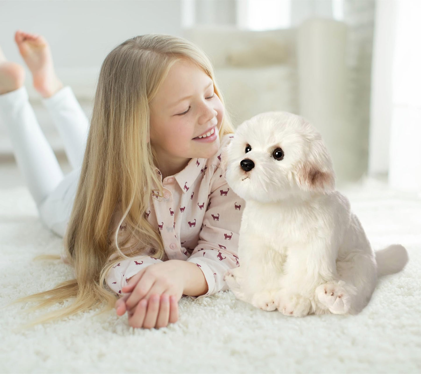 HollyHOME Maltese Stuffed Animal Realistic Maltese Dog Plush Toy Pet Gift for Kids 13 inches