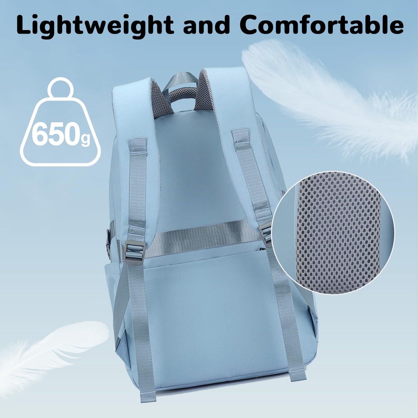 Outplea 25L Travel Laptop Backpack for Women, Carry On Casual Daypack with Luggage Strap for Business, College High School Nurse Bag Backpack with 15.6" Laptop Compartment for Teen Girls, Blue