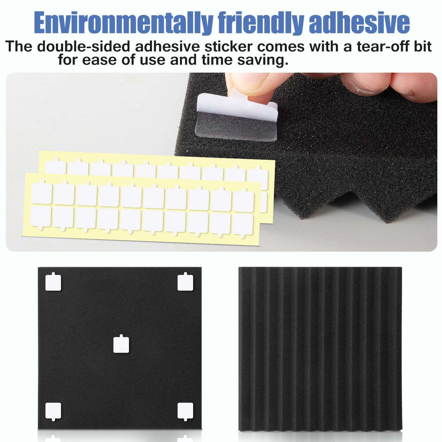 50 Pack BLACK Acoustic Panels Studio Foam Wedges 1" X 12" X 12"Sound-proofing,Sound Absorption (50pcs, Black)