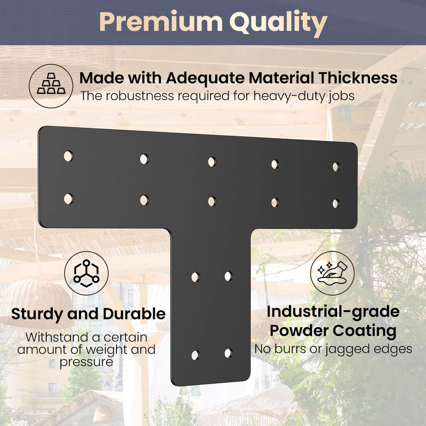 12" x 8" Post to Beam Bracket, T Plate 6 PCS, T Post Brackets Thickness 3mm T Plate for Repairing Fixing Connecting Mending Plate - IWONGO Supplied